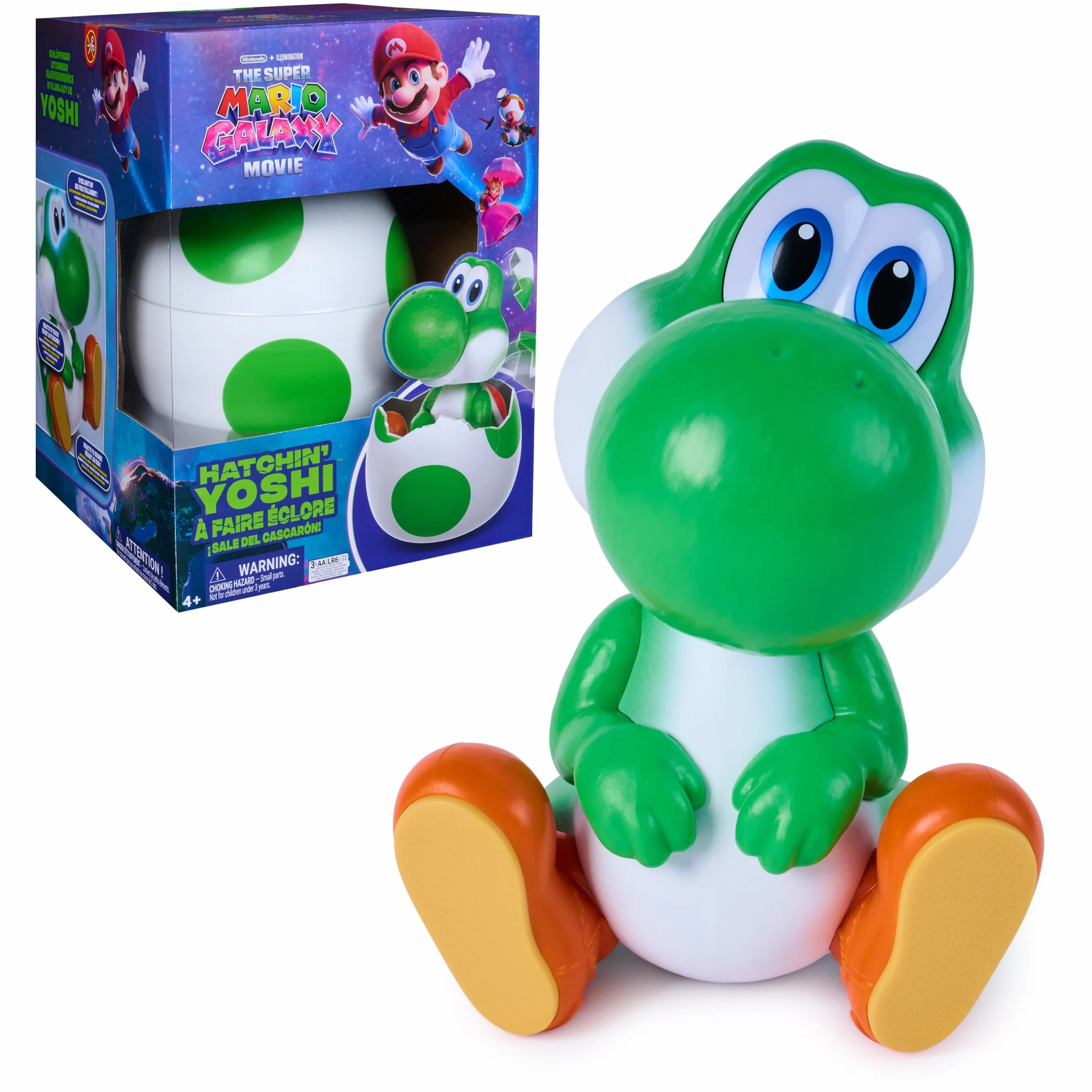Hatchin' Yoshi Super Mario Galaxy Movie Interactive Egg Action Figure with Sounds Ages 4+ Batteries Included