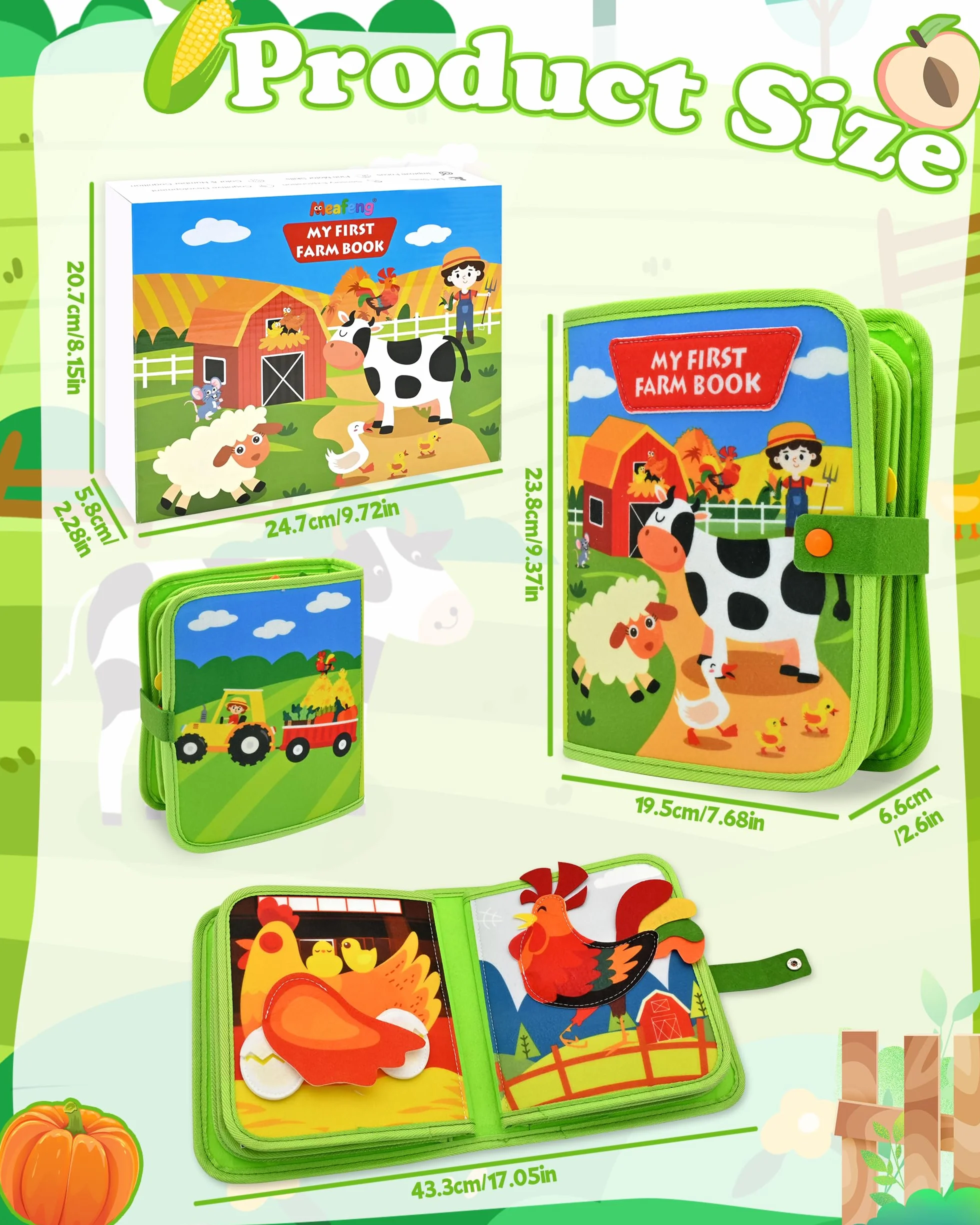 Busy Board Montessori 20 w 1 Quiet Book Activity Board Farma z miękkiego filcu Edukacyjna Zabawka dla Dzieci od 1 2 3 lat