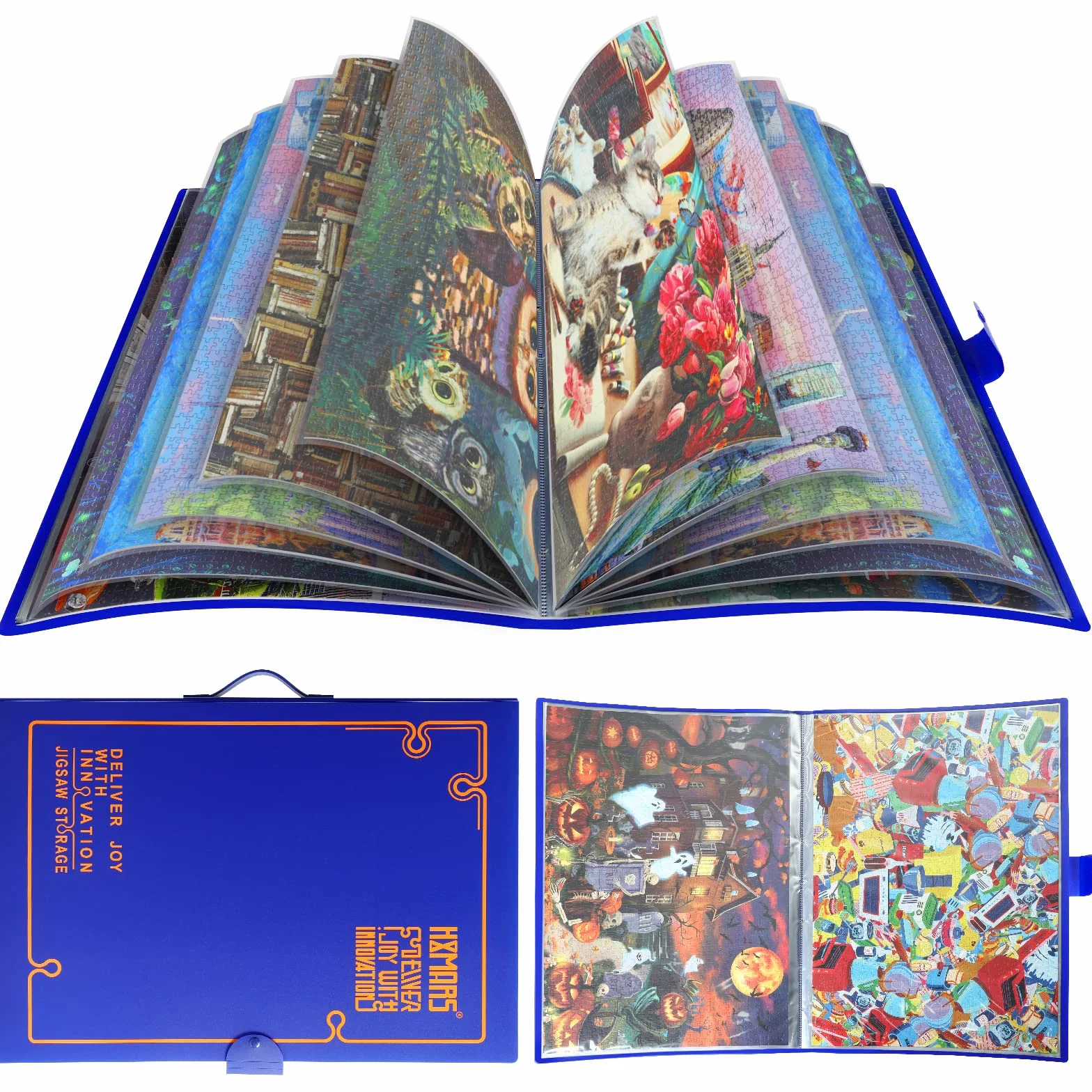 HXMARS Folder do przechowywania puzzli na 1000 sztuk: duża pojemność, przenośny organizer z 20 kieszeniami, pyłoszczelne i ochronne akcesoria do puzzli