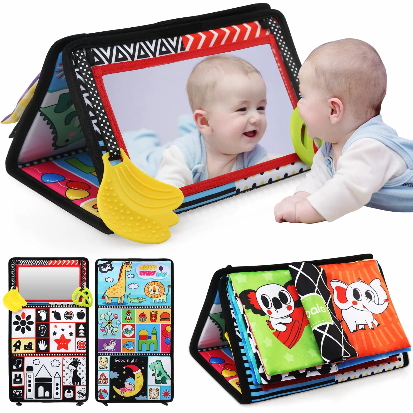 Gry Awakening Bebe 0-12 miesięcy, czarno-białe zabawki sensoryczne, książka miękka, edukacyjna zabawka Montessori