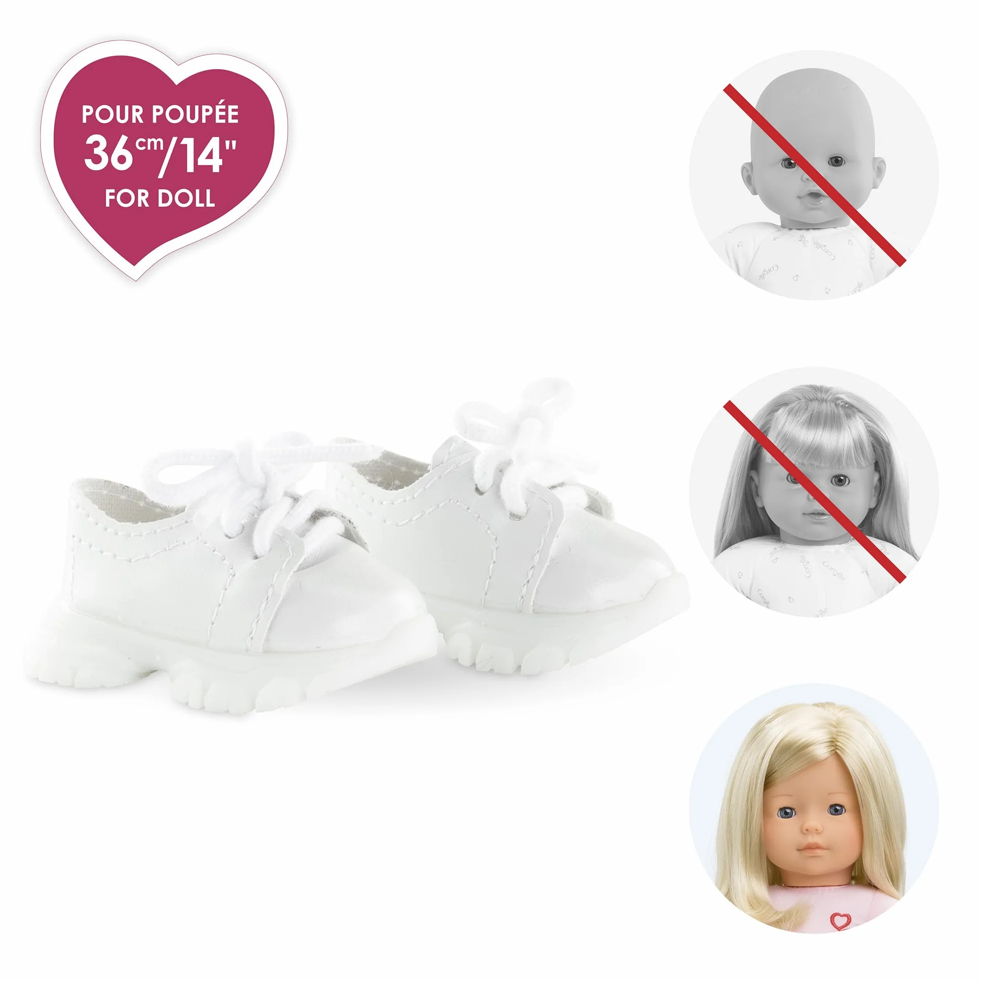Ma Corolle - Sneakersy sportowe, białe, buty, dla lalki Ma Corolle, 36cm, od 3 lat, 9000212980
