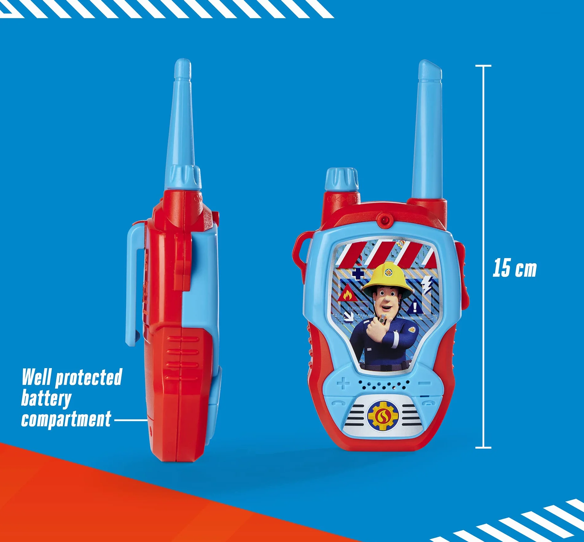 Dickie Toys Strażak Sam Walkie Talkies – 2 urządzenia radiowe, zaprojektowane specjalnie dla dzieci od 4 lat, zasięg do 100 m, zabawkowe radiotelefony