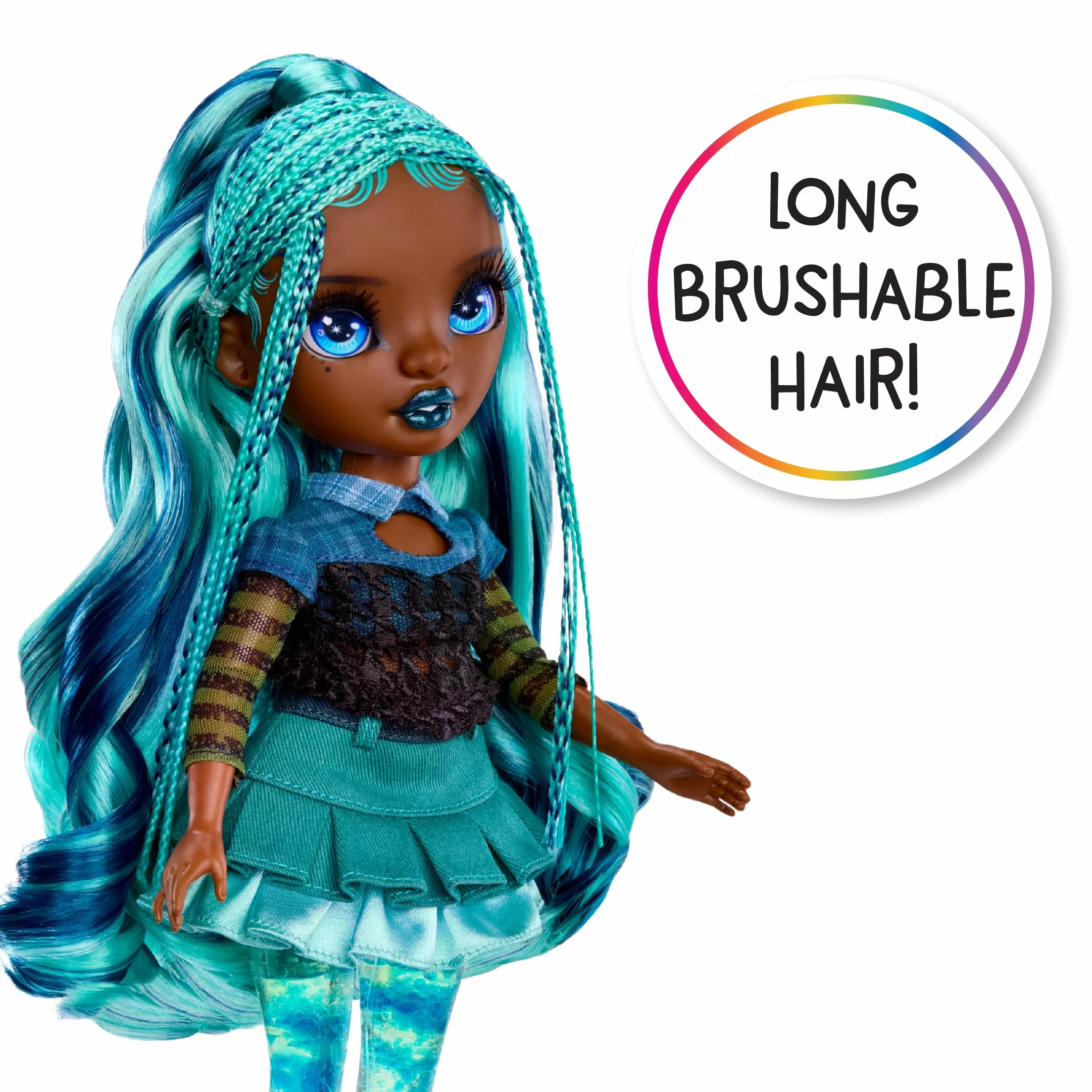 Rainbow High Sparkle & Shine Doll - Misty - 28 Cm Modna Lalka z Niebieskimi Włosami i Magicznymi Bąbelkami w Nogach. Koloruj, Stylizuj,Baw się i Kolekcjonuj, Dla Dzieci w Wieku od 4 do 12+ Lat