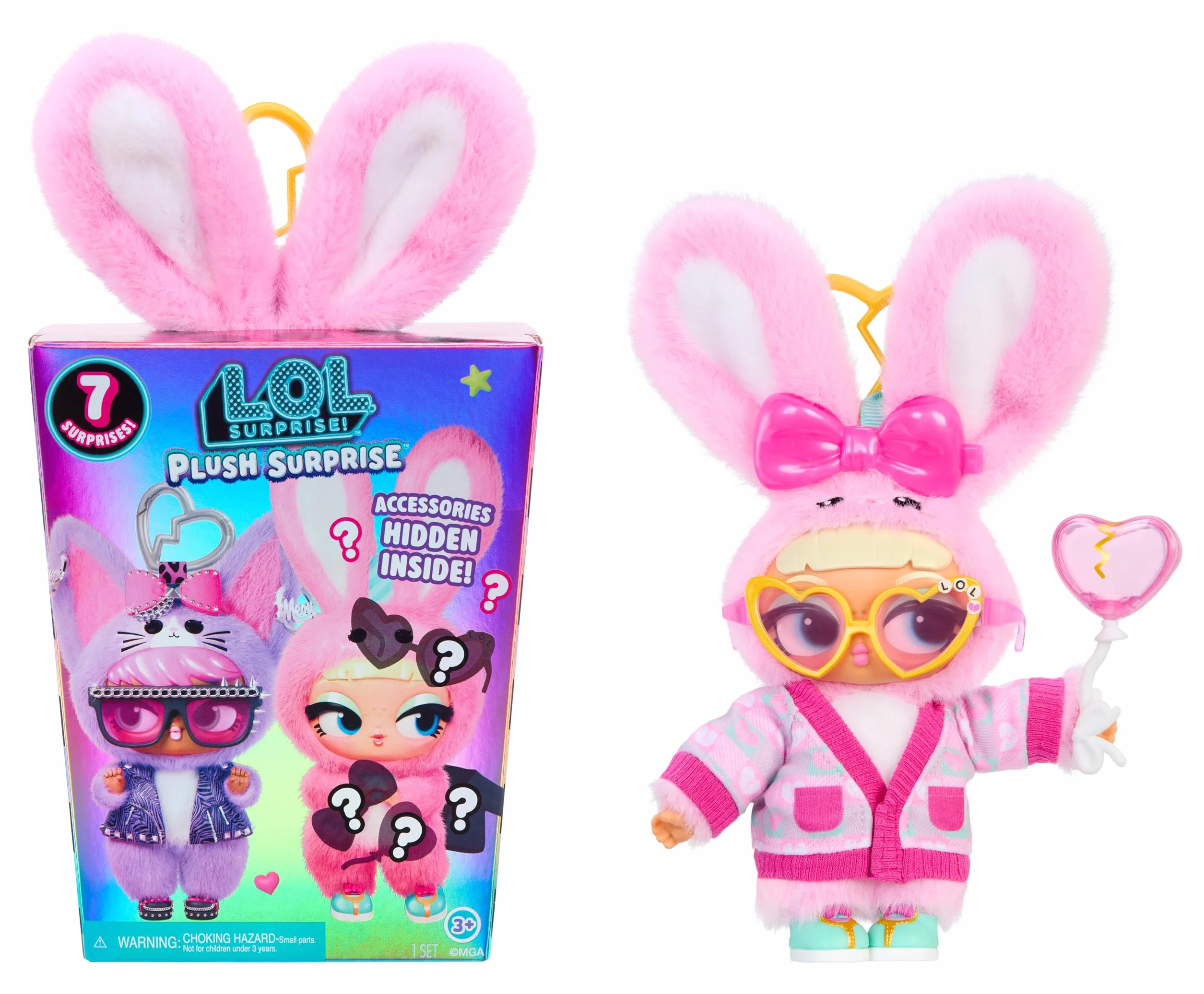 L.O.L. Surprise! Postać Plush Surprise — zestaw zawiera 7 elementów, kolekcjonerska pluszowa zabawka z breloczkiem, 6 wzorów do zebrania, odpowiednia dla dzieci od 4. roku życia