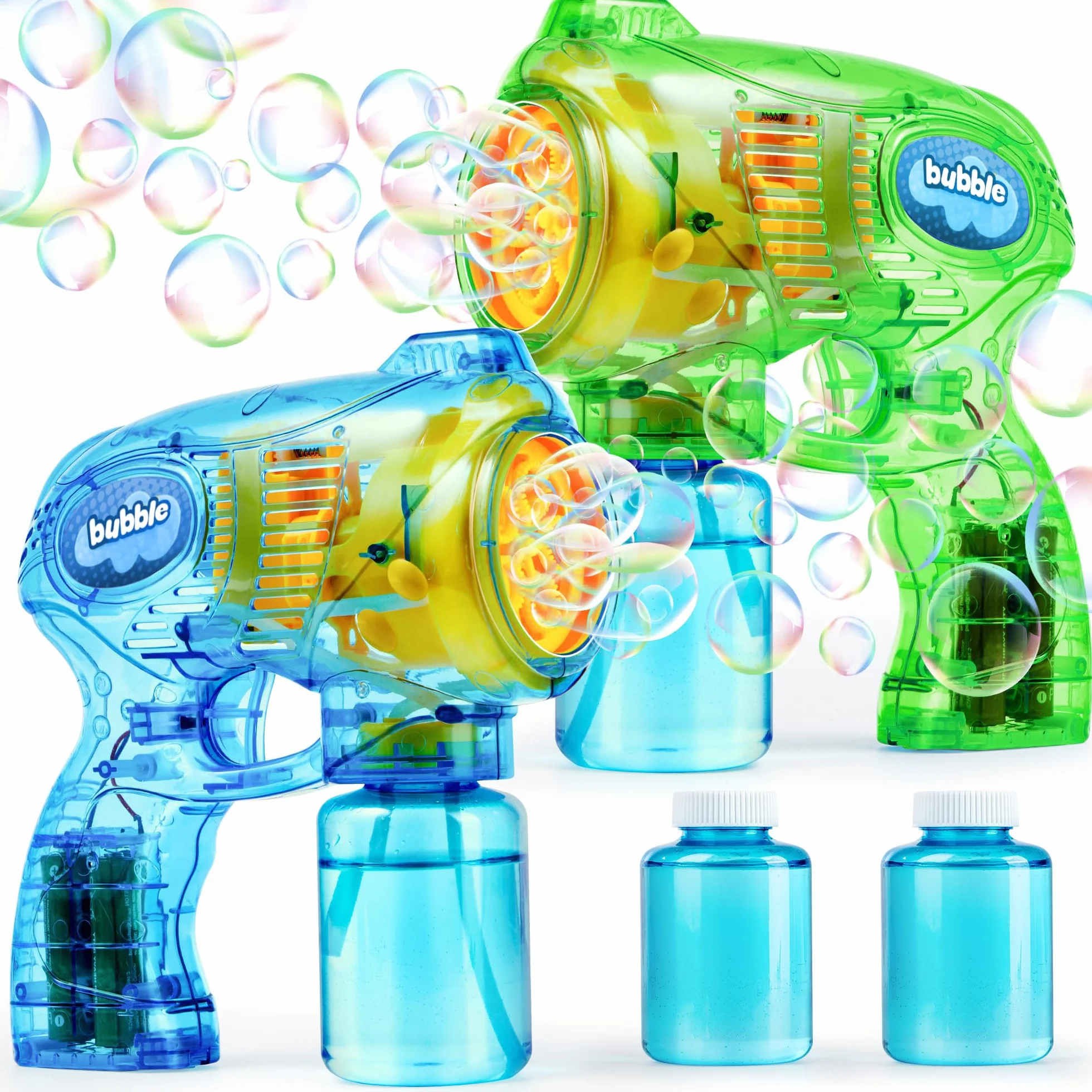 JOYIN 2 x 148 ml, 2 pistolety do baniek mydlanych dla dzieci, z płynem do baniek mydlanych, dmuchawki do baniek mydlanych, na imprezę, prezent urodzinowy, do aktywności na świeżym powietrzu, do użytku