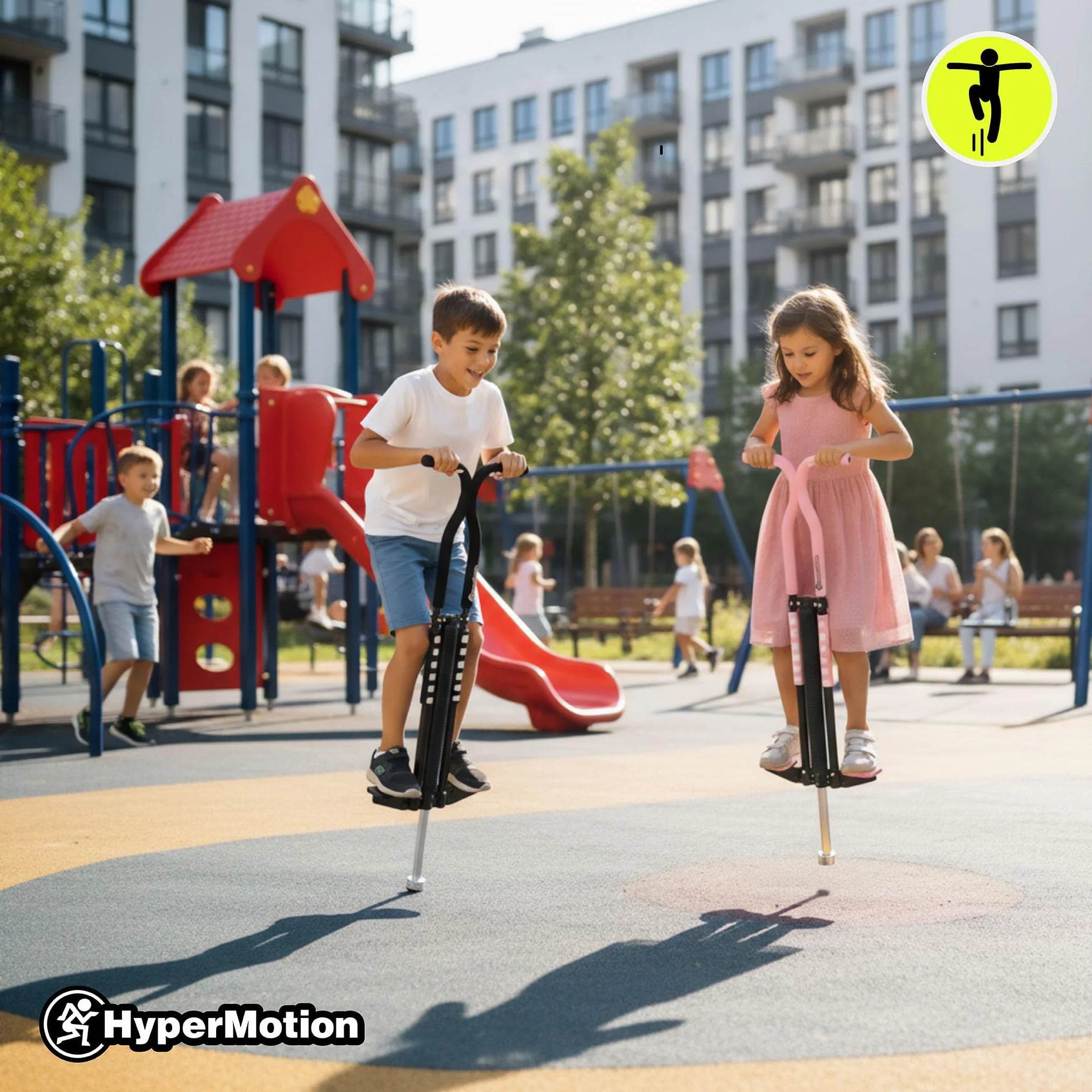 HyperMotion Skoczek POGO dla Dzieci 9–14 Lat, Urządzenie Treningowe do 50 kg, 2,35 kg, System Sprężynowy, Kolor Różowy