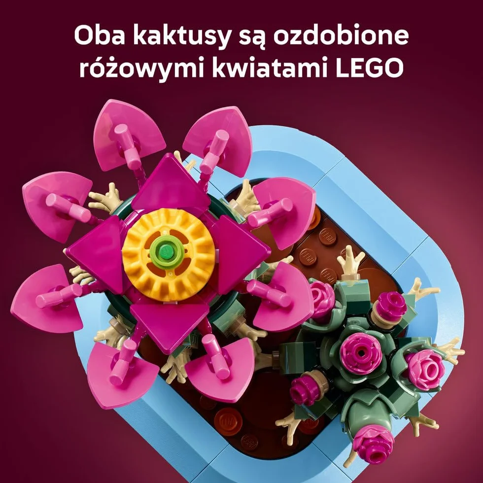 LEGO Botanicals Kwitnący kaktus, roślina ozdobna w doniczce do zbudowania, zestaw klocków dla dzieci, pomysł na prezent dla dziewczynek od 9 lat, chłopców i miłośników sztucznych kwiatów 11509