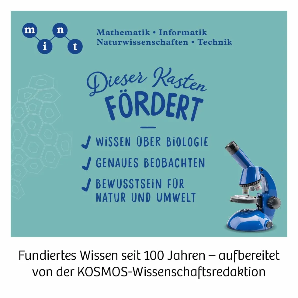 KOSMOS 616984 Entdecker-Mikroskop, Präparate vergrößern und Naturwissenschaften entdecken, Experimentierkasten mit mehrsprachiger Anleitung (DE, EN, FR, IT, ES, NL), ab 8 Jahren, MINT Spielzeug
