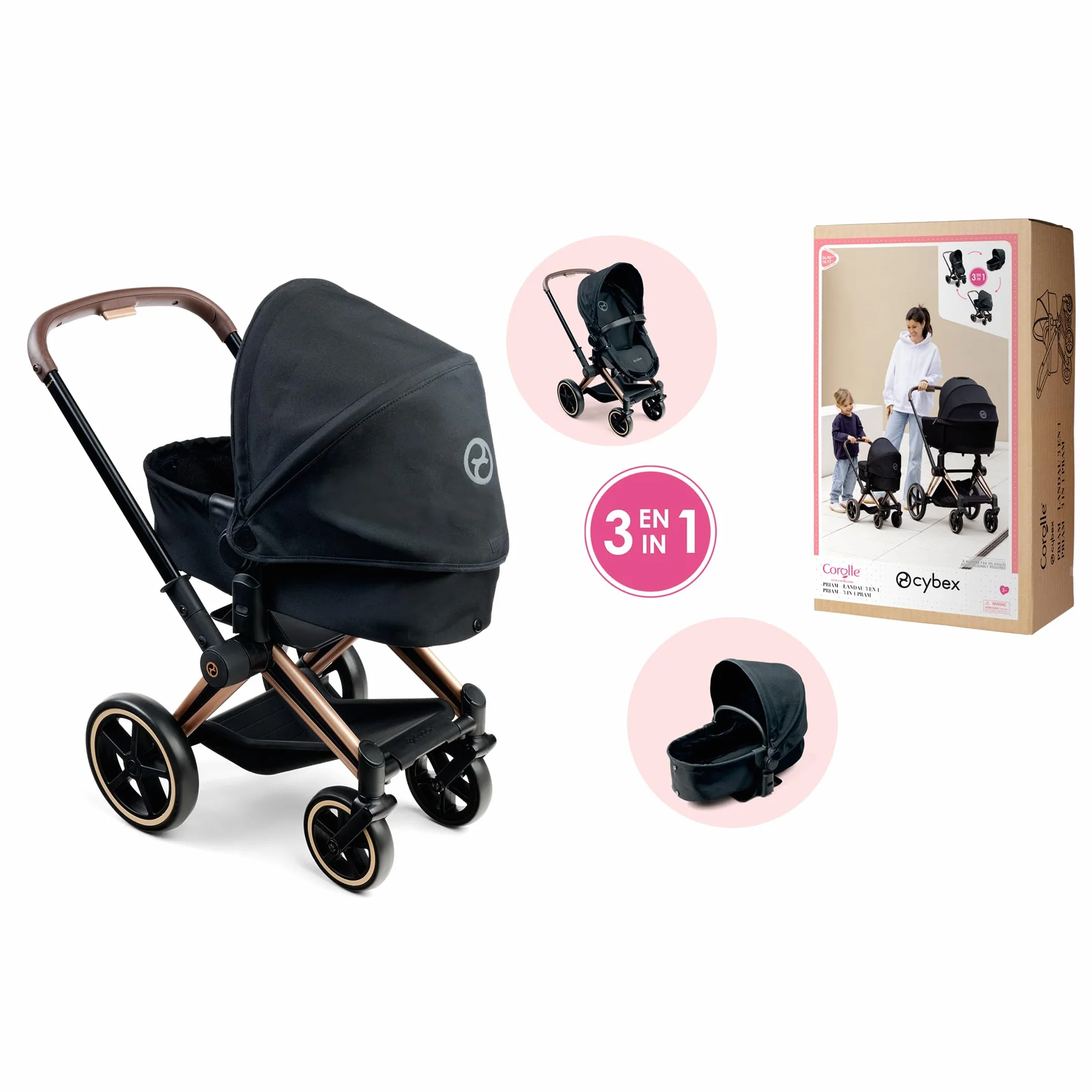 Corolle Wózek dziecięcy Cybex Black Akcesoria do Poupon 36 i 42 cm od 3 lat