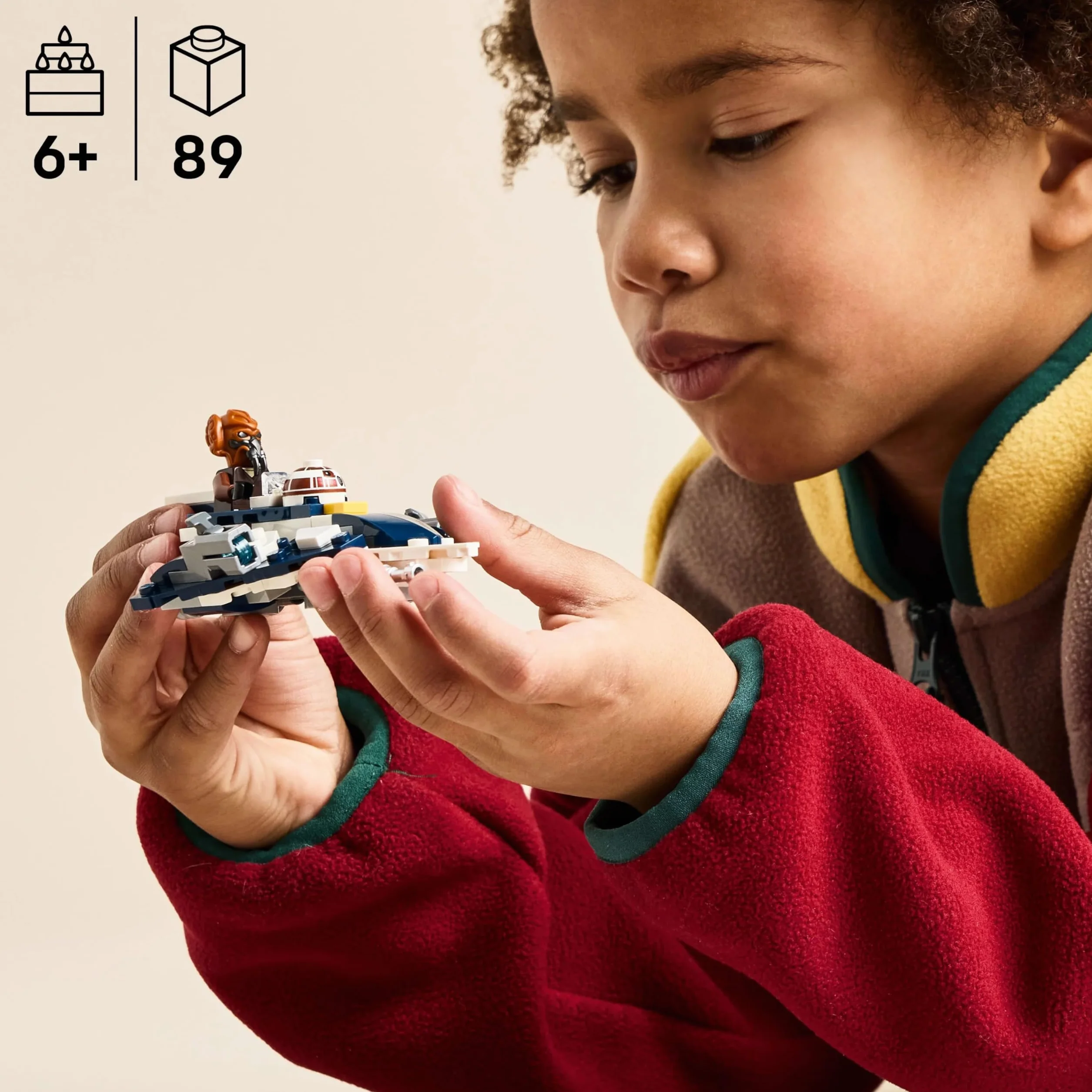 LEGO Star Wars Mikromyśliwiec Jedi Plo Koona z serialu Gwiezdne Wojny: Wojny klonów, zabawka dla dziecka do zbudowania z niebieskim mieczem świetlnym, prezent dla 6-latka, chłopca i dziewczynki 75400