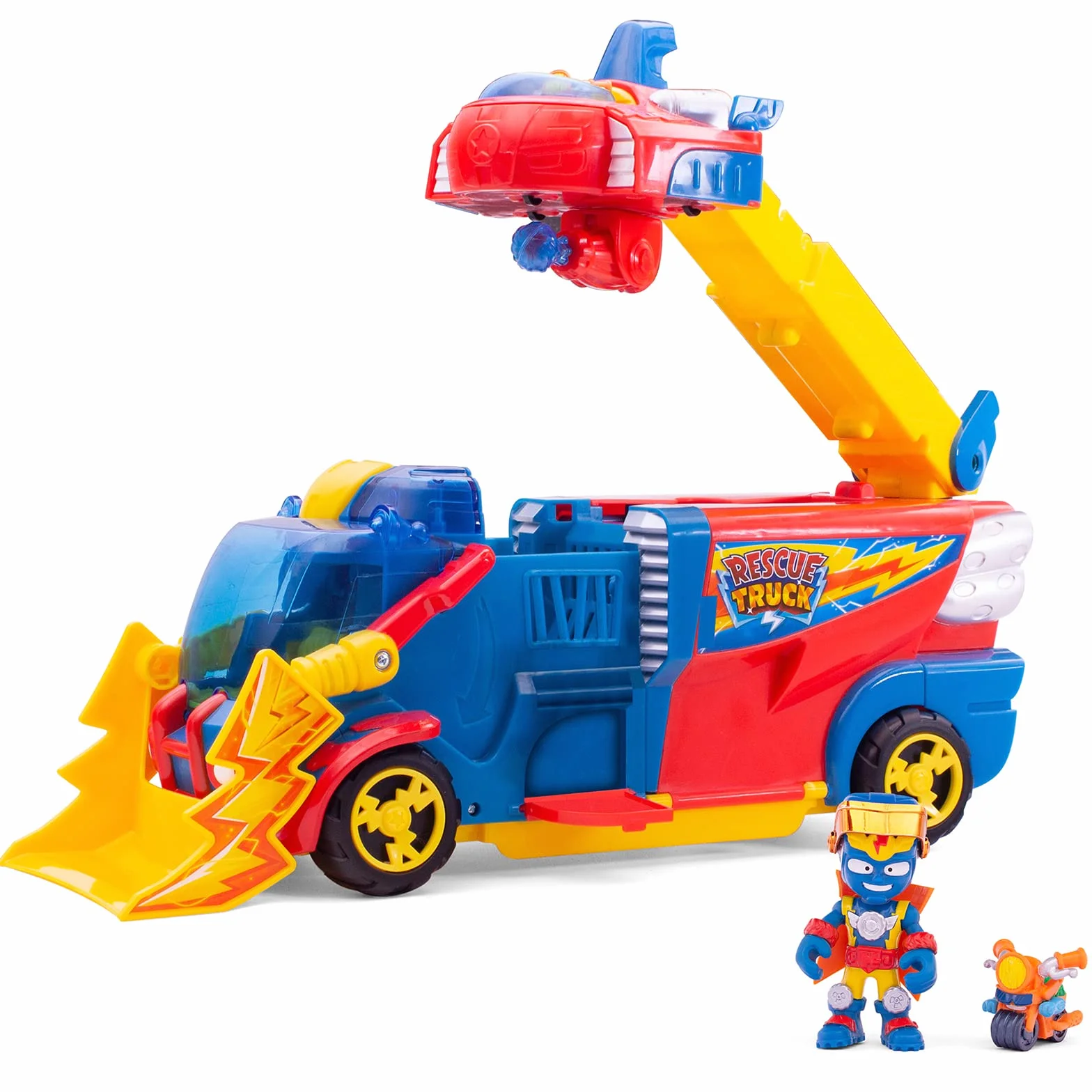 SUPERTHINGS Rescue Truck - Ciężarówka ratunkowa z wysuwaną drabiną i odłączanym statkiem ratowniczym.