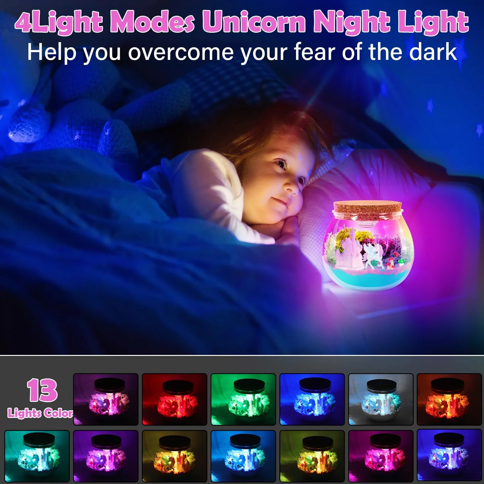 Withosent Lampka nocna z jednorożcem, zestaw do majsterkowania, dla dzieci, lampa do samodzielnego wykonania, z pilotem zdalnego sterowania, prezent dla chłopców i dziewczynek, dla dzieci w wieku od 3