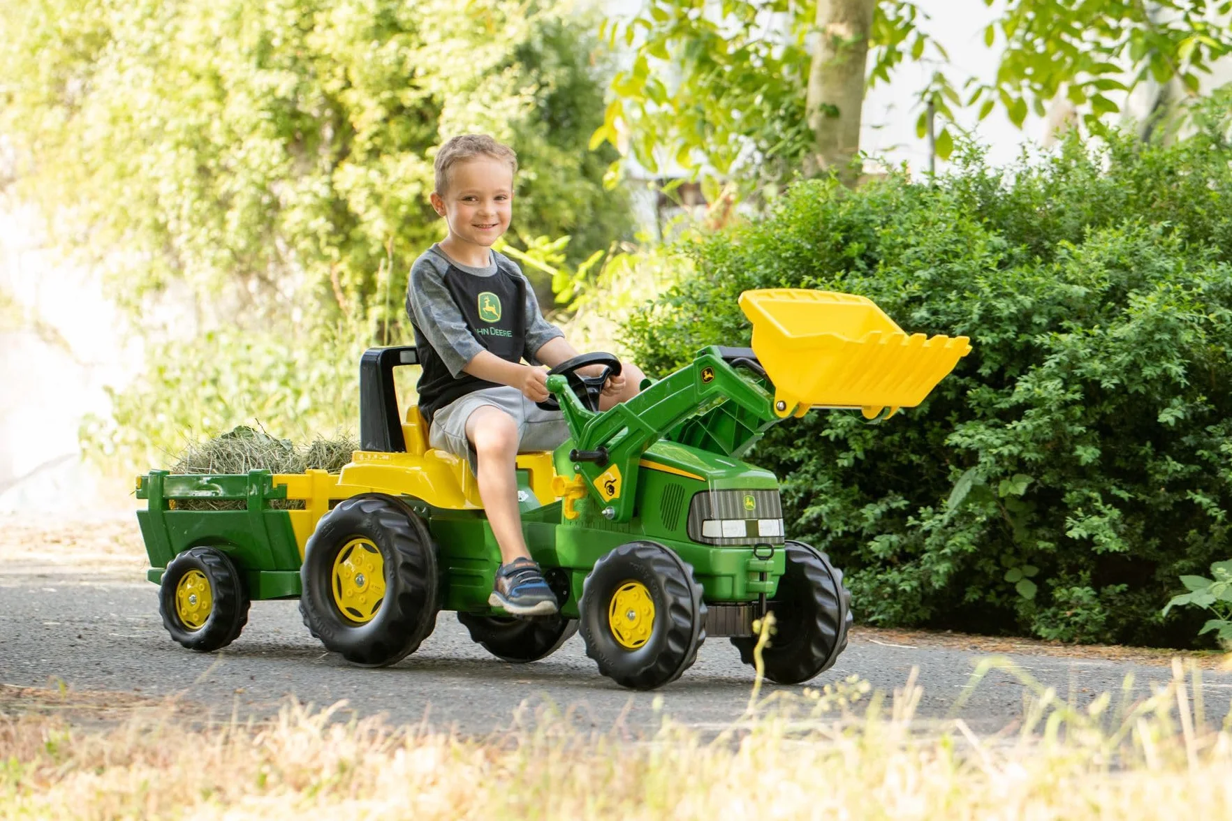 Rolly Toys John Deere 811496 Junior Ciągnik (ciągnik rolniczy dla dzieci w wieku 3-7 lat, ciche opony, kolor zielony/żółty)