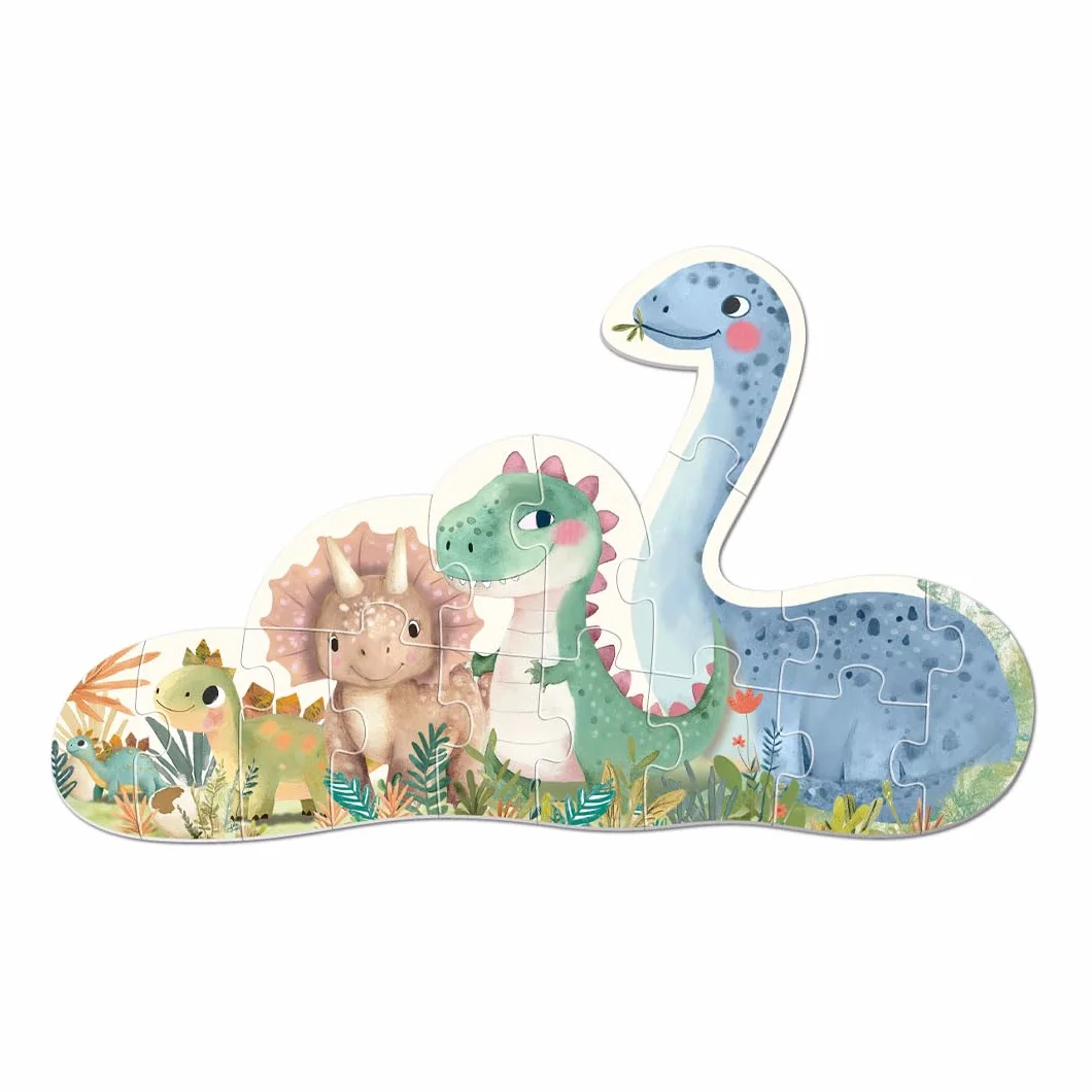 APLI Kids 20124 -My First Dinos, 5 progresywnych puzzli z dużymi kawałkami do wykonania 15-częściowej kompletnej układanki, odpowiednie dla dzieci od 2 lat