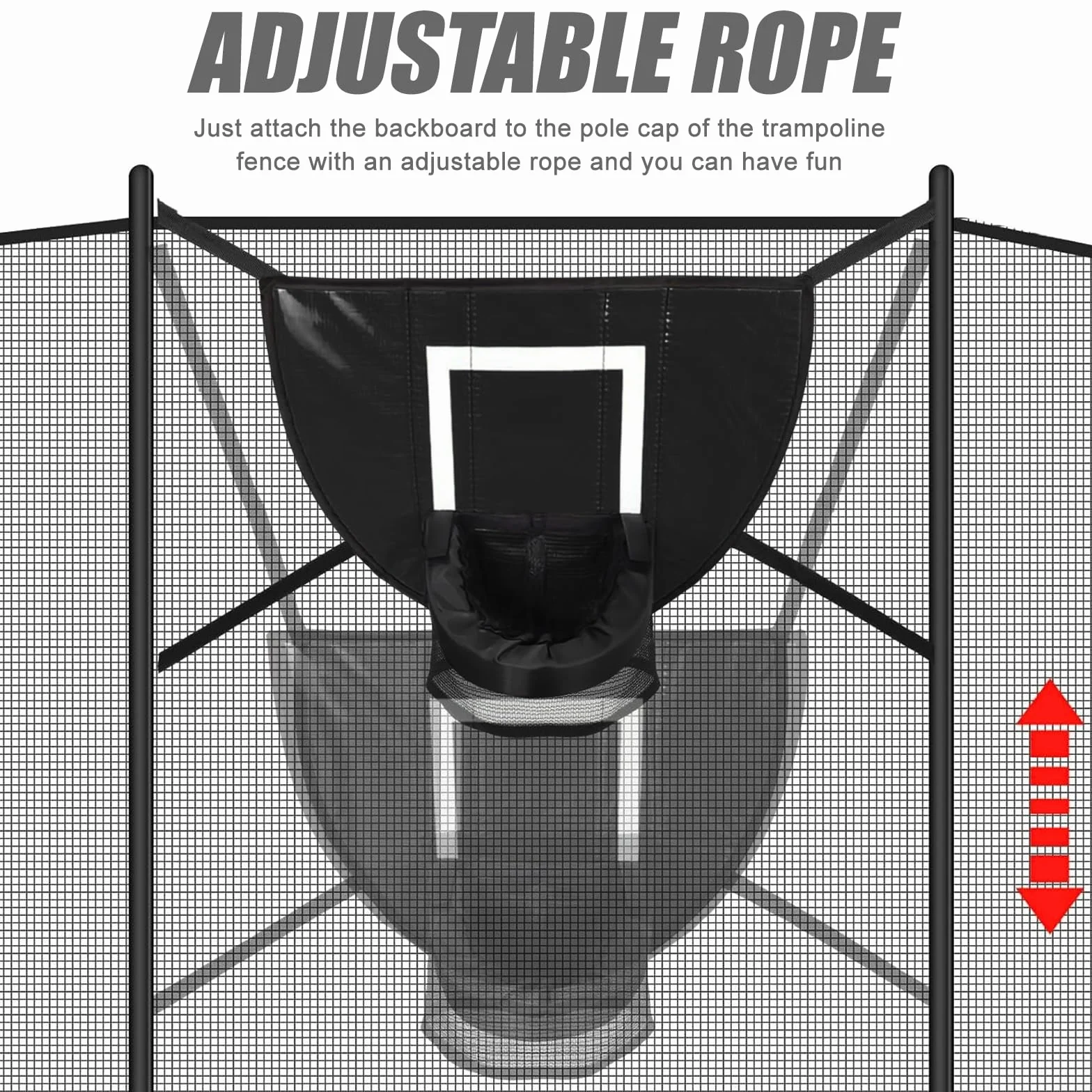 Kosz do koszykówki do trampoliny, do użytku wewnątrz, mini kosz do koszykówki, akcesoria do trampoliny z 4 mini piłkami do koszykówki i pompką, ochrona przed słońcem, stojak do koszykówki