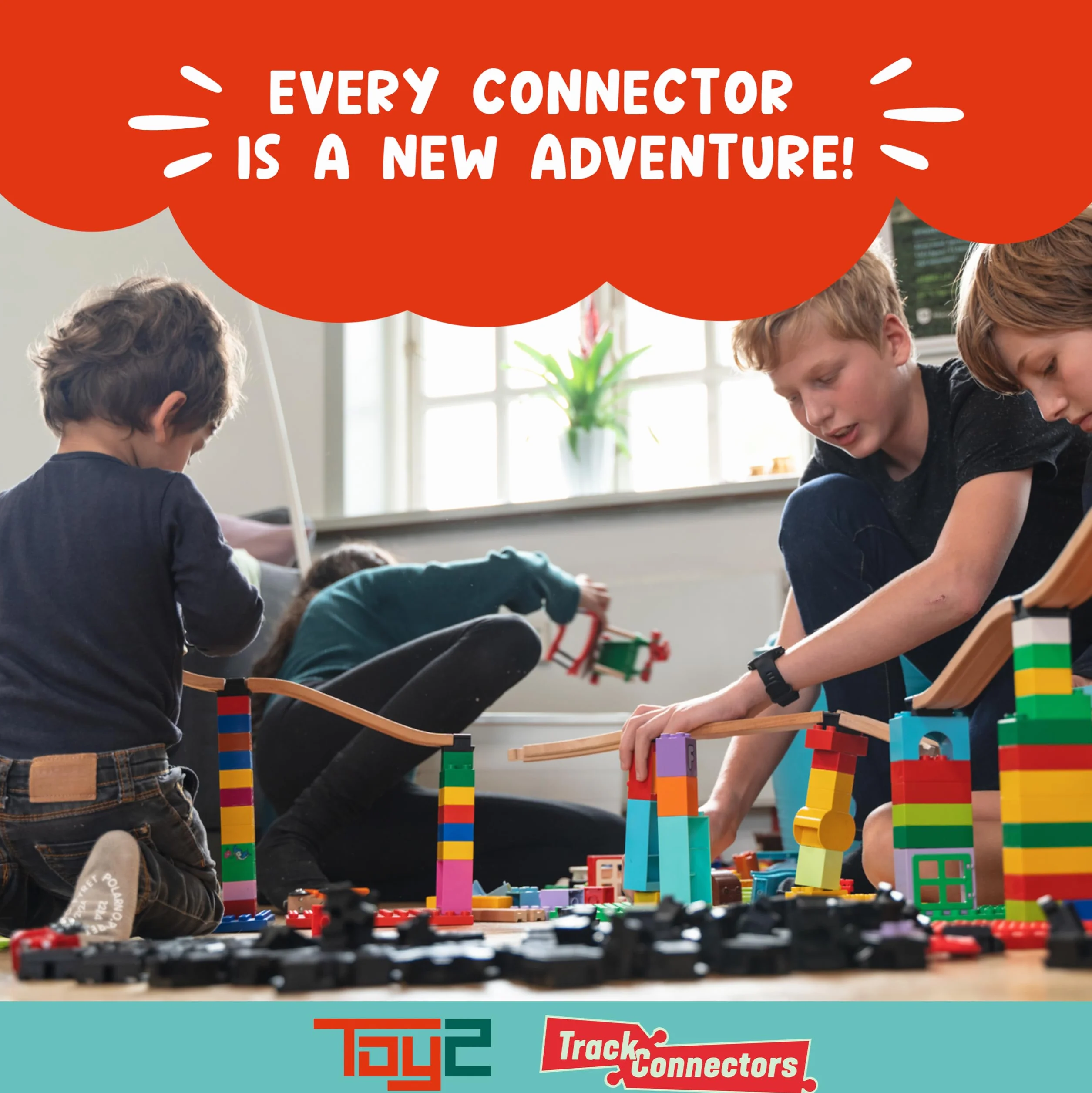 TOY2 Allround Duży zestaw z 33 złączami szynowymi kompatybilnymi z Brio & Duplo - Trwały drewniany zestaw złączy kolejowych