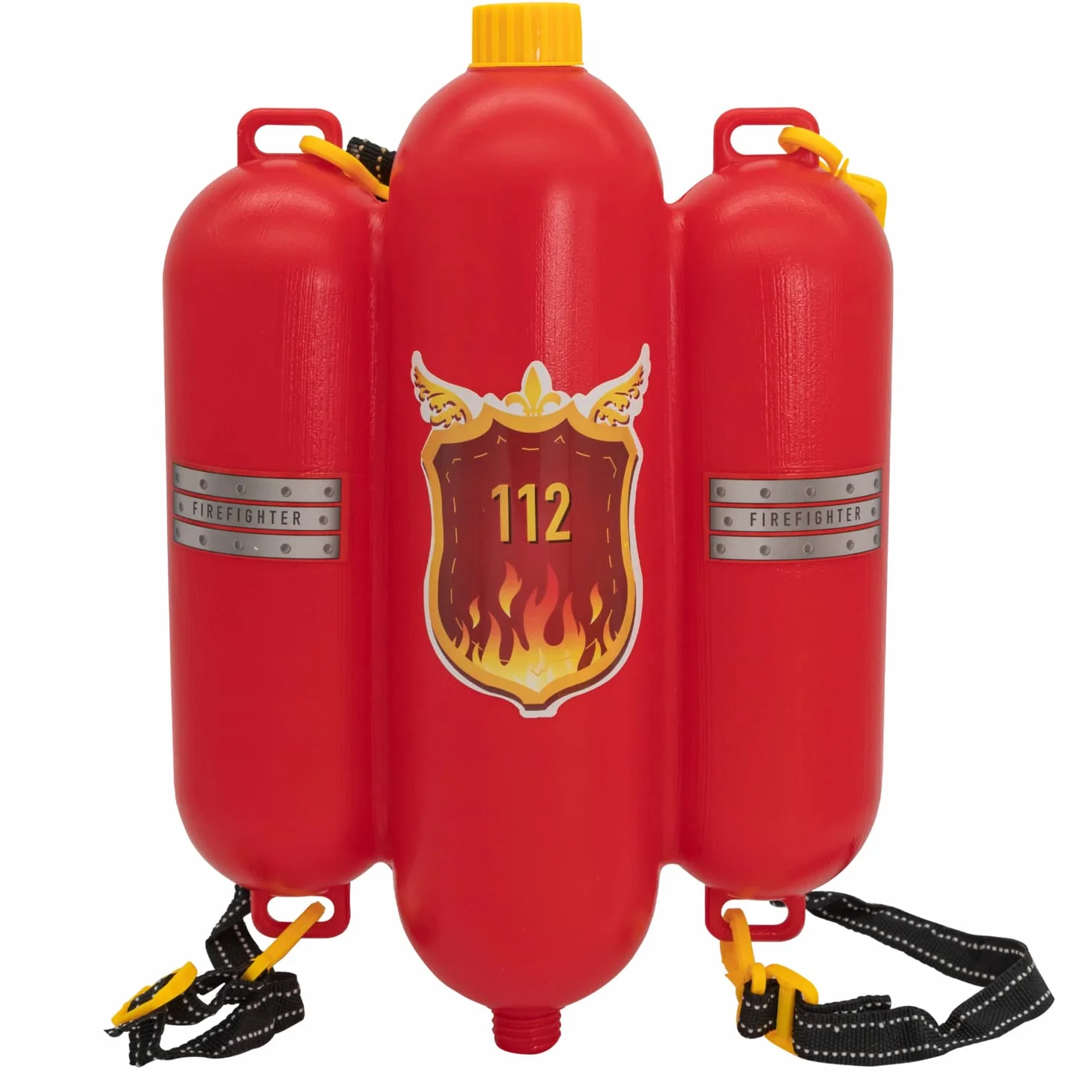 Idena 8040009 – straż pożarna strzykawka wodna, rozmiar ok. 40 cm, z regulowaną dyszą, zbiornikiem na wodę i paskiem na ramię, bitwa wodna, lato, impreza ogrodowa, pistolet natryskowy, pistolet na