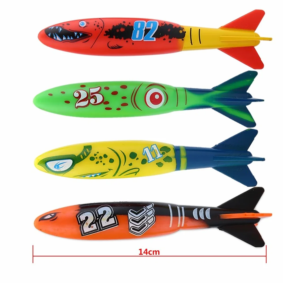 4 sztuki Torpedo Toys, Zabawki wodne Nurkowanie Zabawki do nurkowania Basen Toypedo Bandits Podwodne zabawki do nurkowania