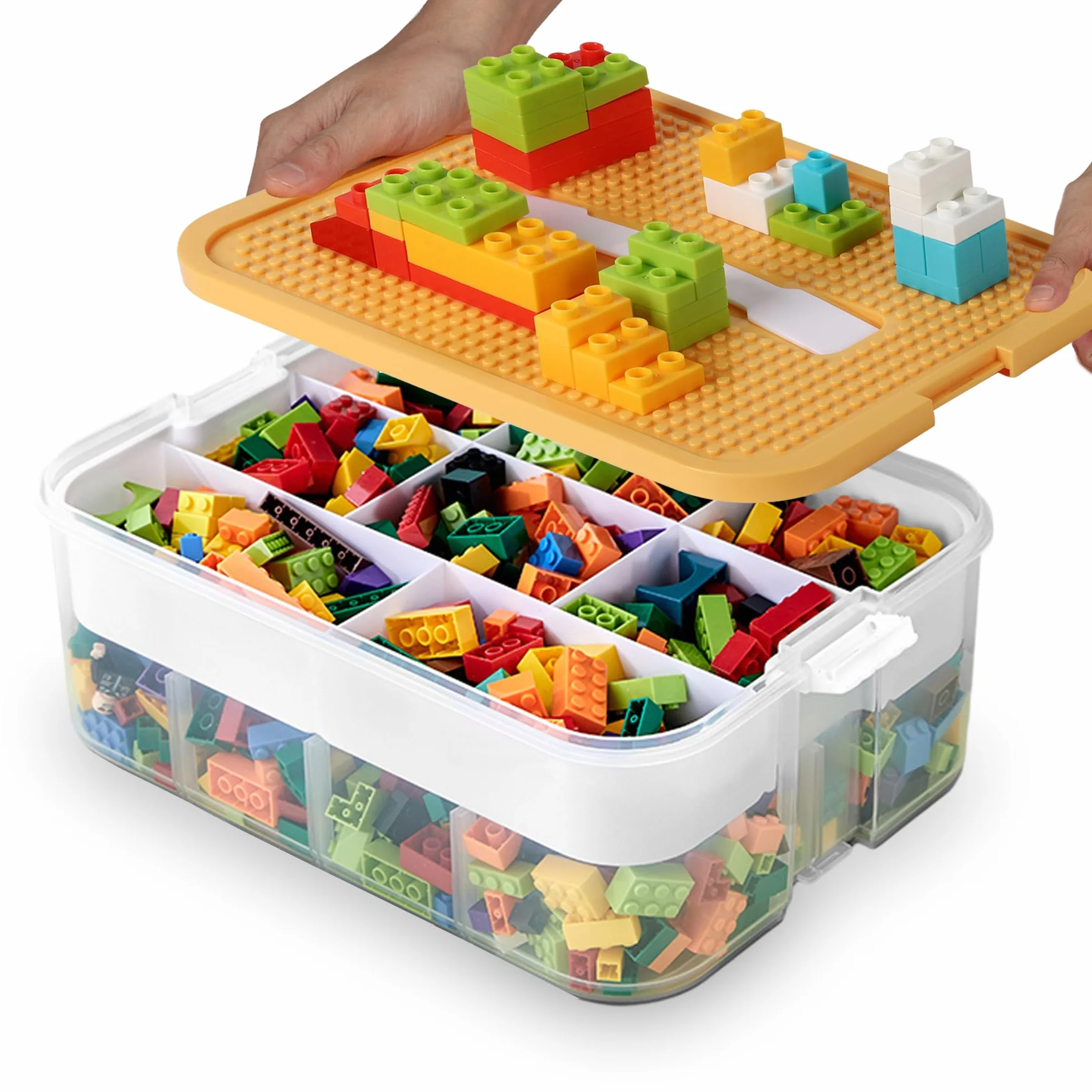 WillingHeart przezroczysty pojemnik na klocki Lego z pokrywką, układane w stos pudełko do sortowania zabawek