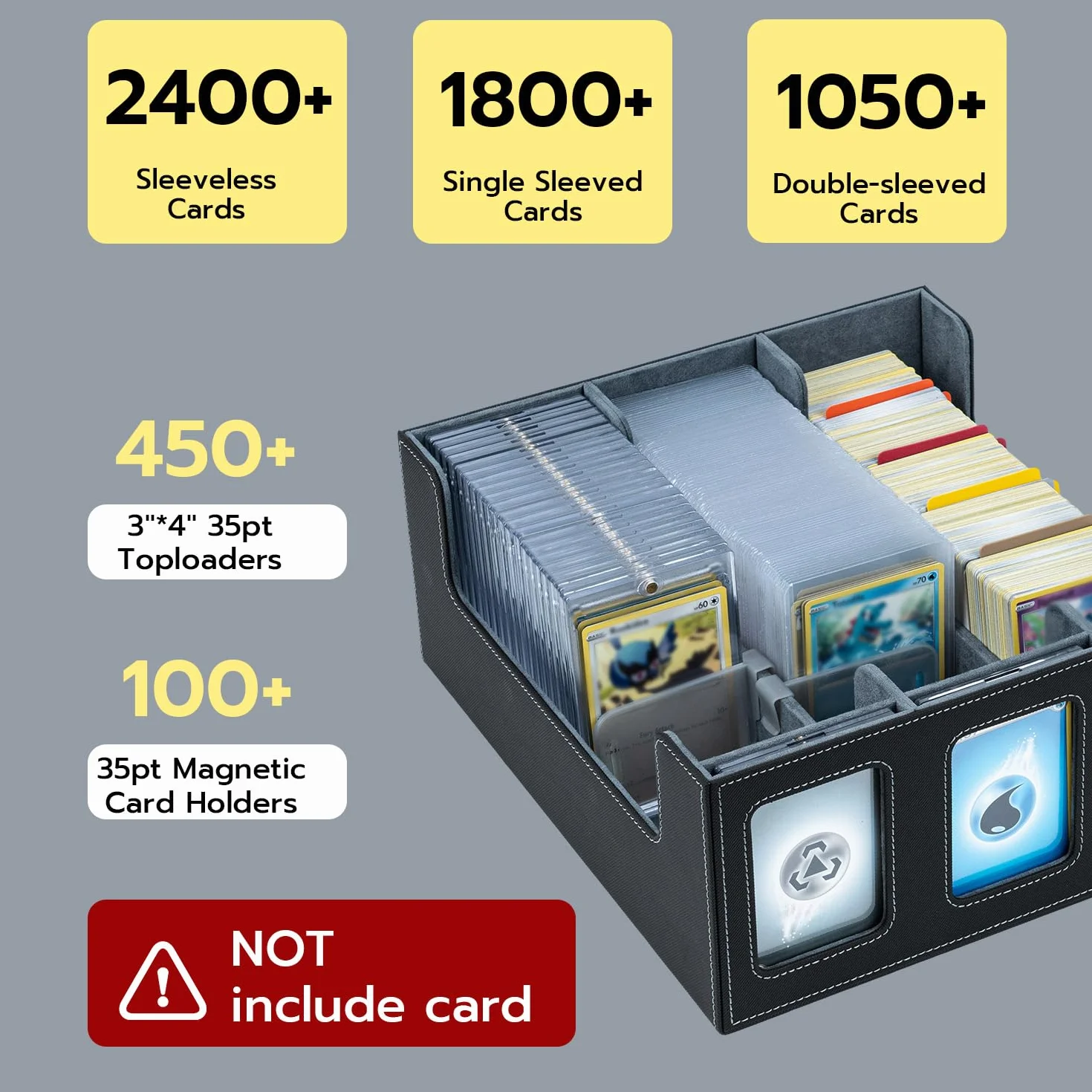 Elegancki i funkcjonalny MTG Deck Box Pudełko na karty 35 PT, pudełko na karty 1800 + z 10 ściankami działowymi i 6 klipsami ogrodzeniowymi, pasuje do kart kolekcjonerskich 3" x 4"