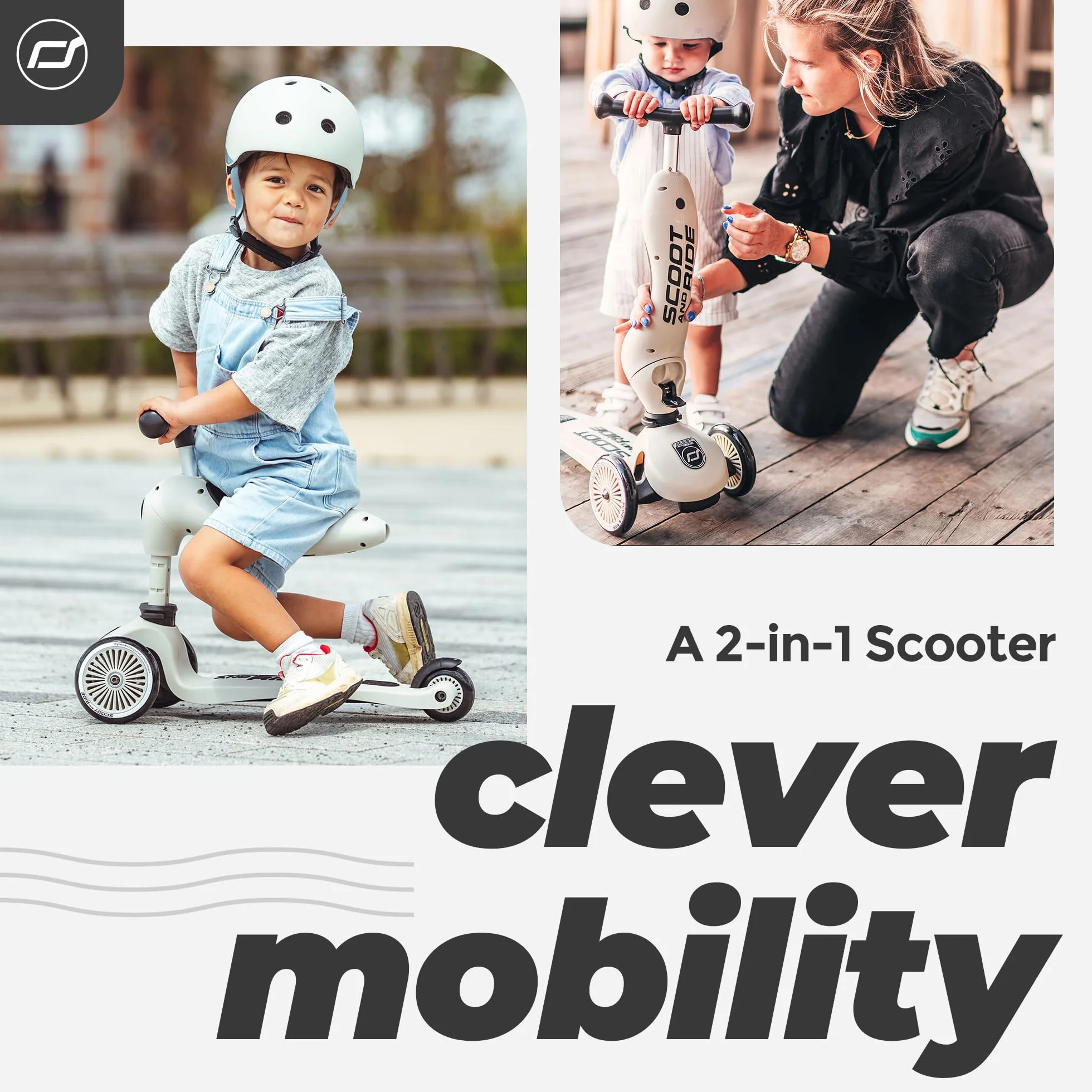 Scoot & Ride Unisex – Baby Highwaykick 1 Jeździk z Siedziskiem popielaty