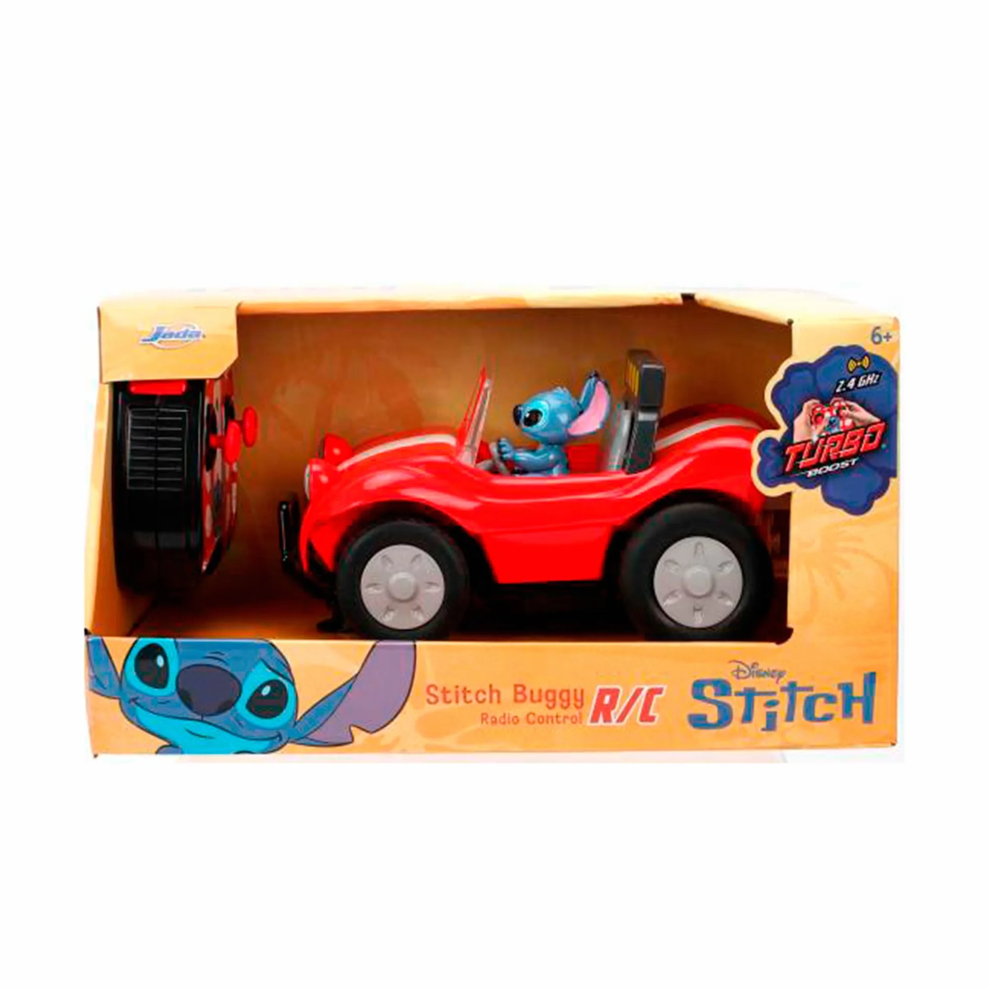 Jada 9336369314R00 Disney Stitch Samochód zdalnie sterowany Buggy w skali 1:24 (ok 19 cm);funkcja turbo