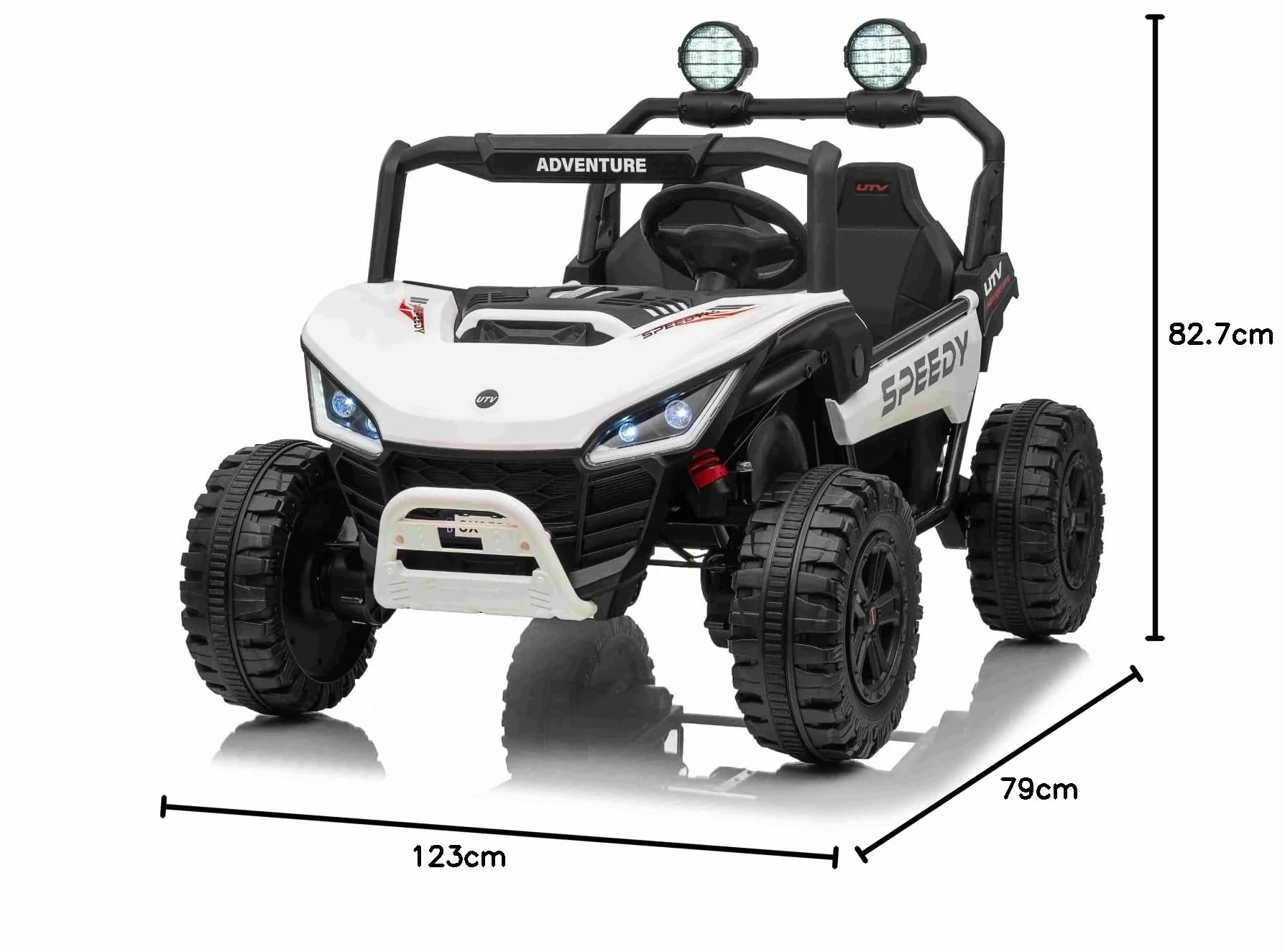 T-REX Ride 4x4 elektryczny samochód dla dzieci, 24 V, 24 V, biały, odtwarzacz MP3 z wejściem USB/AUX, 4 x 4, akumulator litowy, zawieszenie, pilot zdalnego sterowania, oświetlenie LED