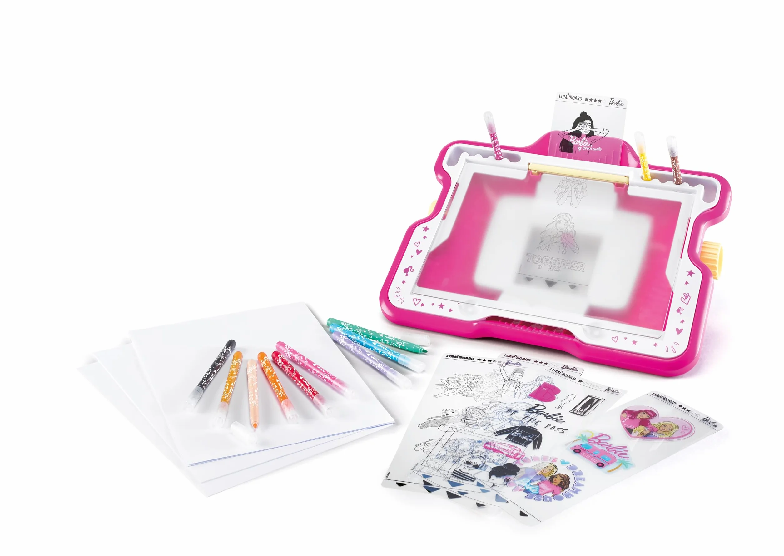 Maped Creativ - Barbie Lumi Board - Stół do rysowania ze światłem - Kolekcja Creativ - 30 szablonów Barbie - Zawiera osłonę słoneczną i markery - od 5 lat
