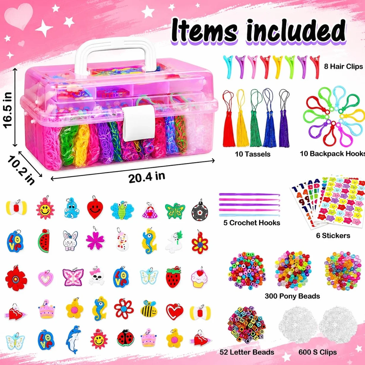 FunzBo Zestaw 15000+ Loom Band, 28 kolorów, zestaw do tworzenia gumowych bransoletek, dla dzieci, dziewcząt, do tworzenia elastycznych bransoletek, rękodzieło, urodziny, prezenty świąteczne dla