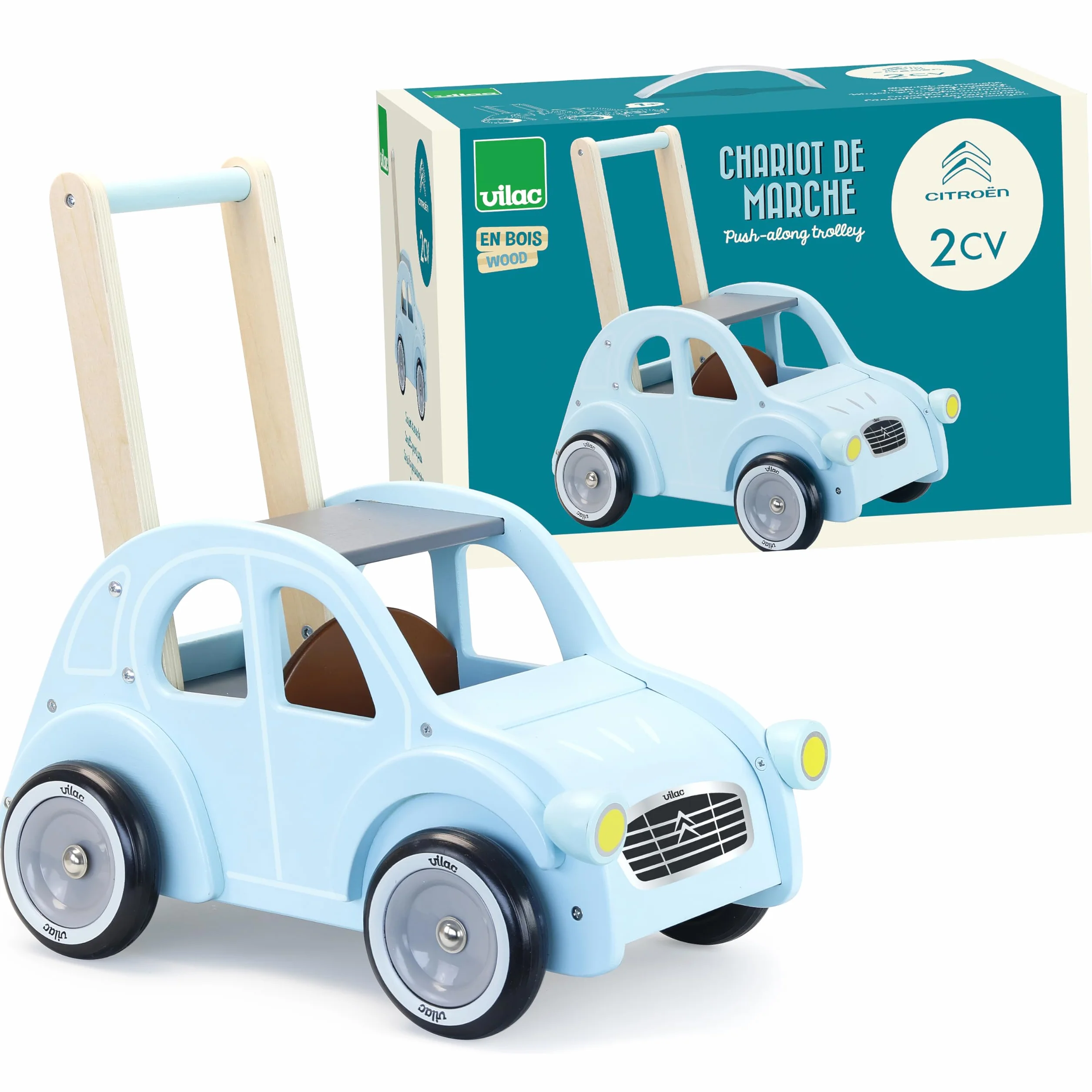 Vilac VIL1132 Chariot de Marche Citroen 2CV samoloty, niebieski, pequeño