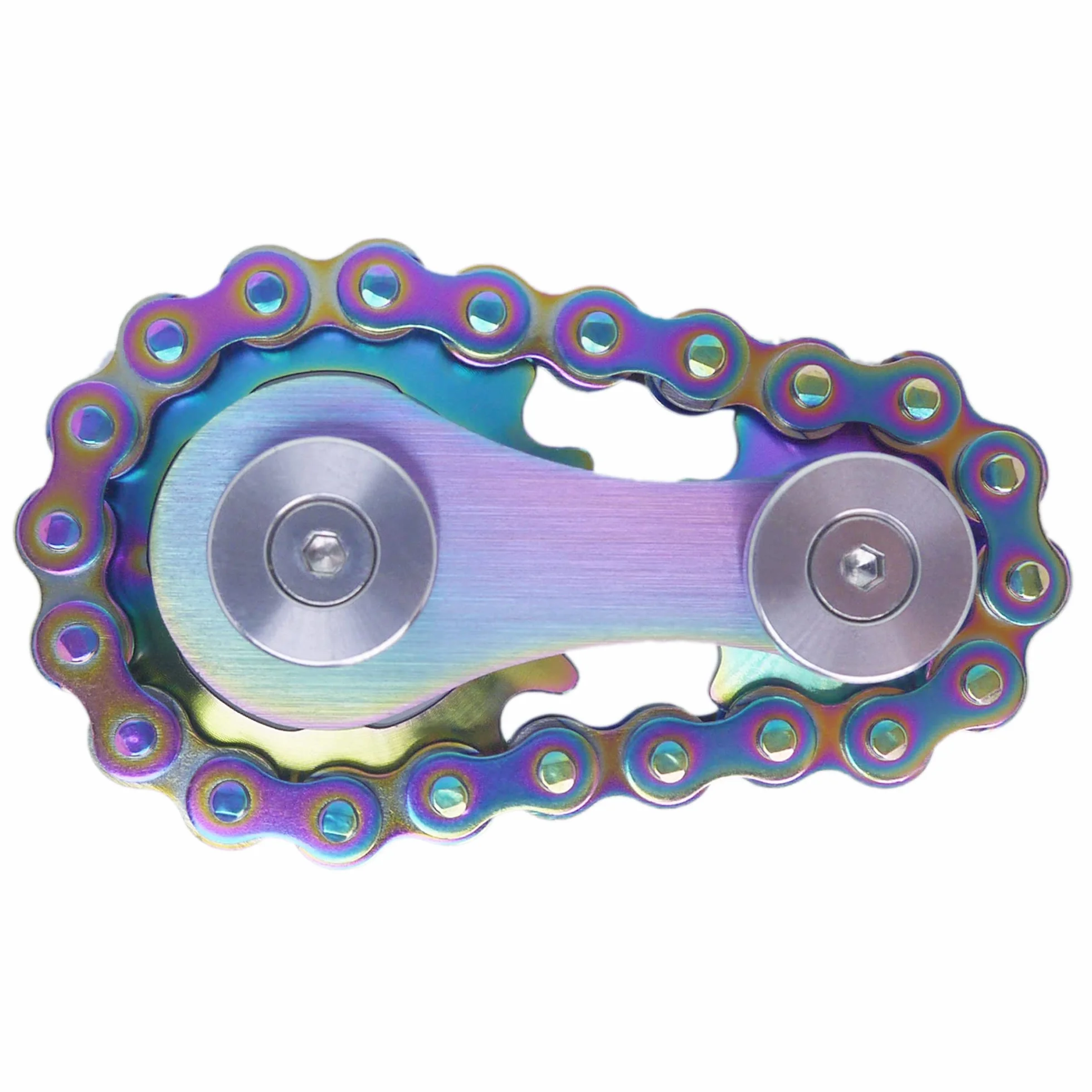 Fidget Spinner Metal Stal nierdzewna 2 Gears Linkage Bike Chain Design Trwała mechanika z gładkimi łożyskami