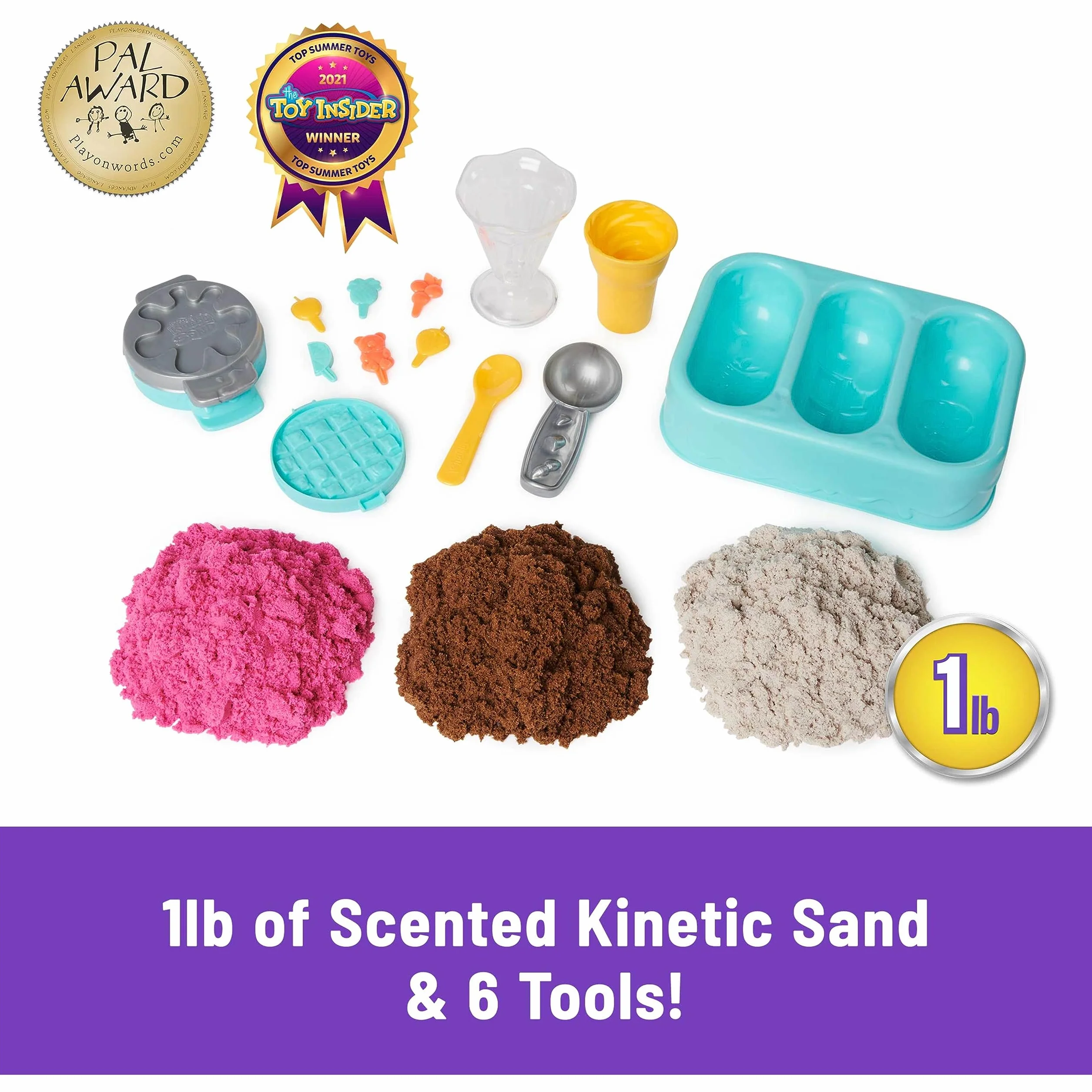 Kinetic Sand Lodowe specjały zestaw 3 kolorów pachnącego piasku kinetycznego z akcesoriami