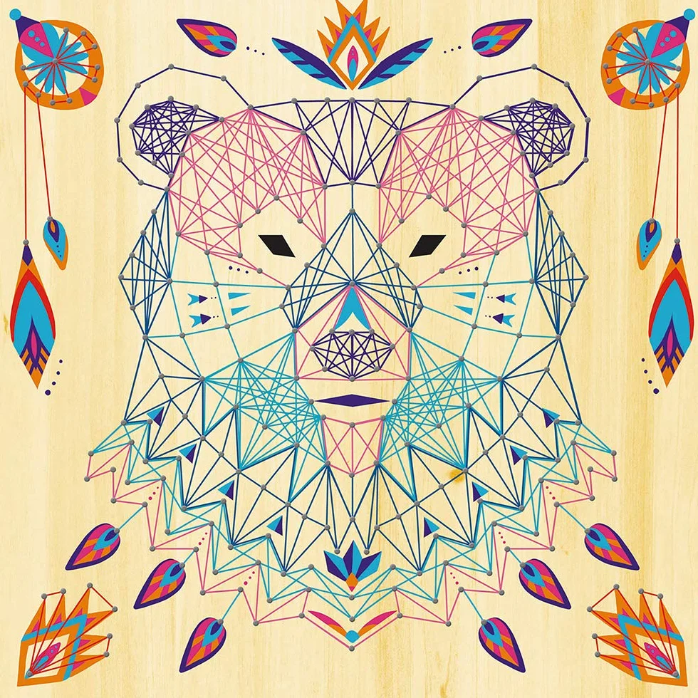 Janod - From 8 years old - Creative Kit - Animal String Art - Decoration Workshops - Creative Leisure - Dexterity and Concentration - J07912