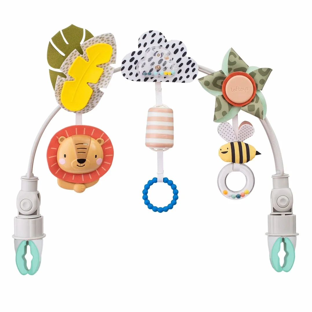 Taf Toys Savannah Adventures Arch. Activity Pram Arch with 3 Hanging Toys. Fits Strollers Cots & Car Seats. Suitable for Babies, Infants & Toddlers