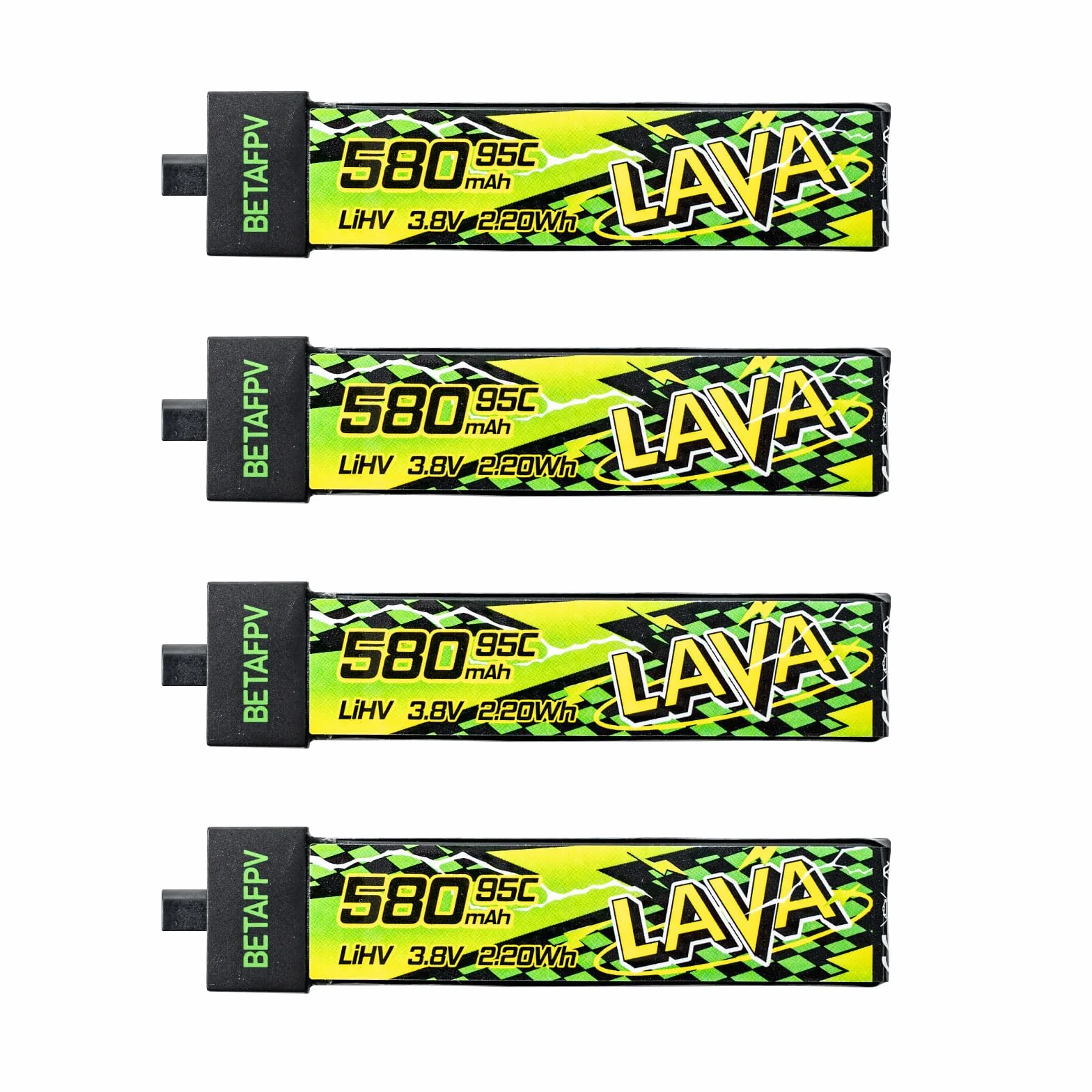 BETAFPV 4 szt. LAVA II 1S 580 mAh bateria 3,8 V 95C LiHV ze złączem BT2.0 kompatybilna z dronem 1-2S Tiny Whoop Drone Quadcopter Like Air75, Meteor75 Pro, Cetus Pro, Cetus X bezszczotkowe drony
