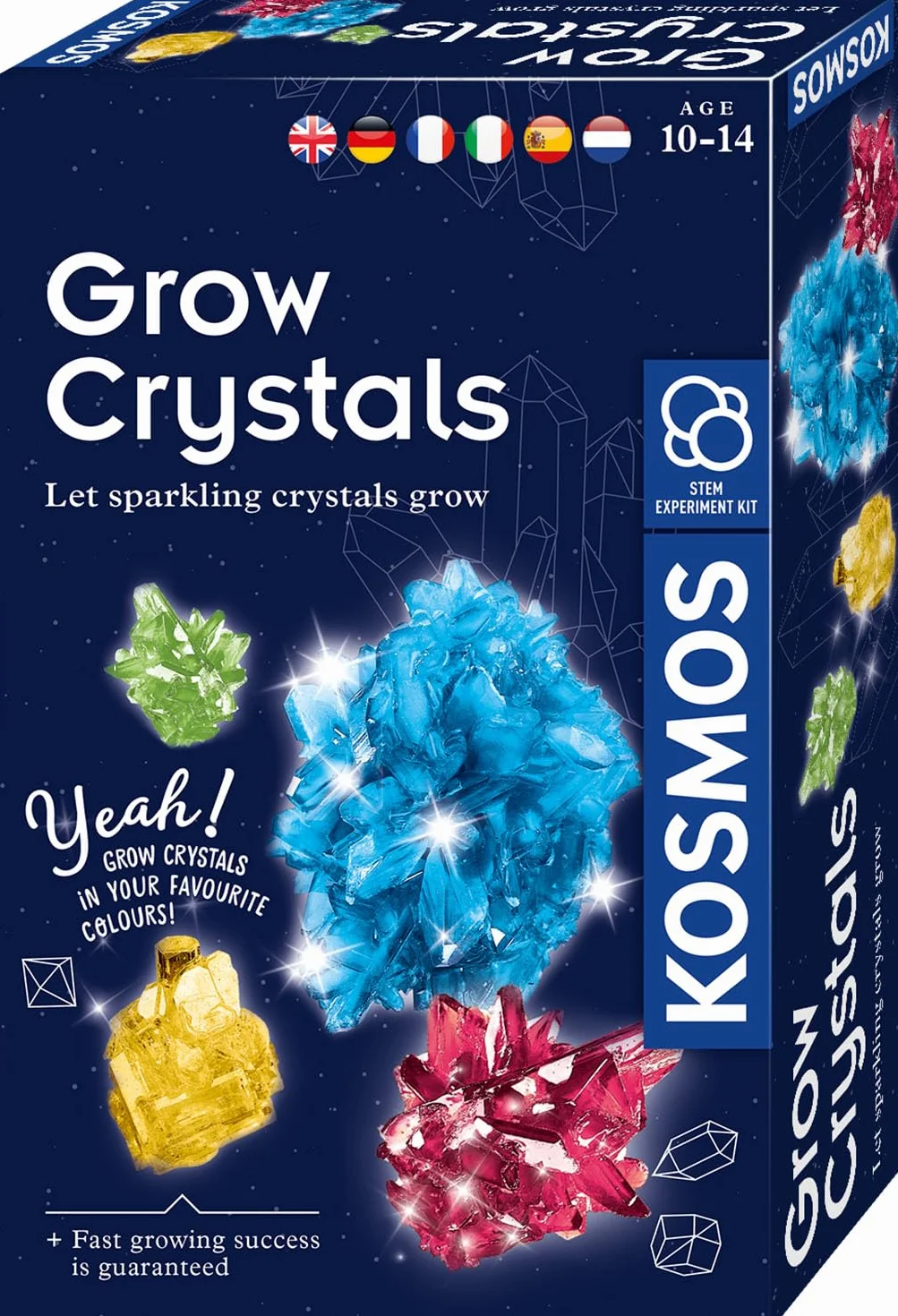 KOSMOS 616755 Grow Crystals - zestaw eksperymentów w hodowli kryształów dla dzieci z wielojęzycznymi instrukcjami (DE, EN, FR, IT, ES, NL)