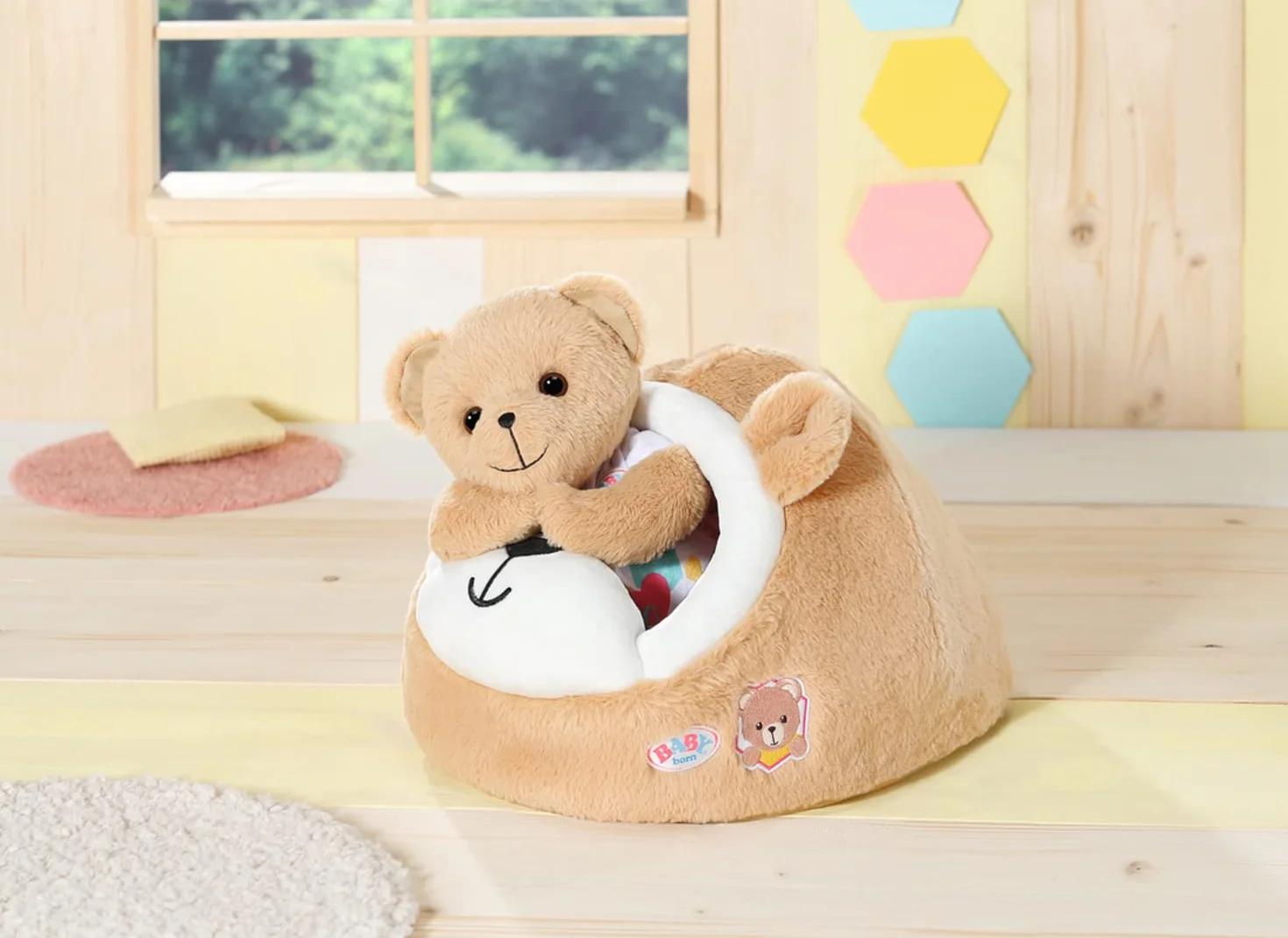 BABY born Jaskinia do spania niedźwiedzia 834459 - akcesoria do niedźwiedzia BABY born i lalek do 43 cm - odpowiednia dla dzieci od 1+, brązowa