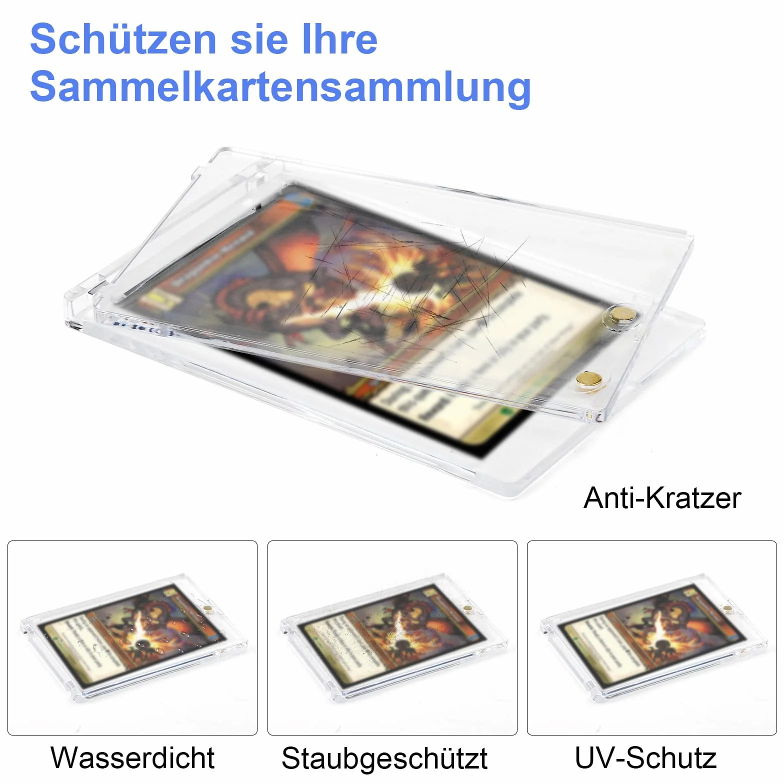 8 sztuk magnetycznych uchwytów na karty, karty kolekcjonerskie, UV, etui na karty do gry, 35 PT, z 6 stojakami na karty, karty handlowe na Pokemony, Yugioh, Magic, TCG, MTG, kolekcja kart
