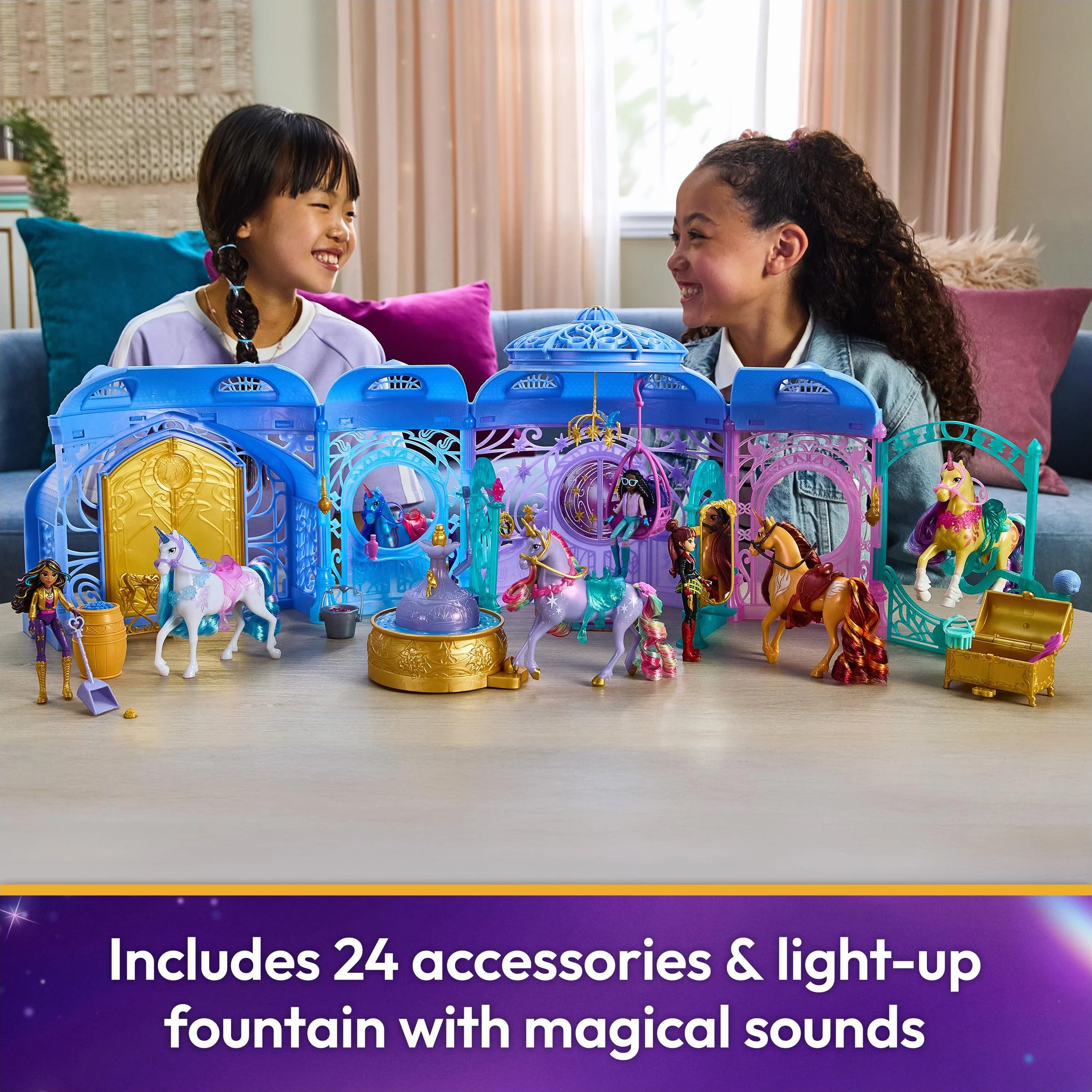 Unicorn Academy 6072449 Small Dolls Stable Playset, wielokolorowy
