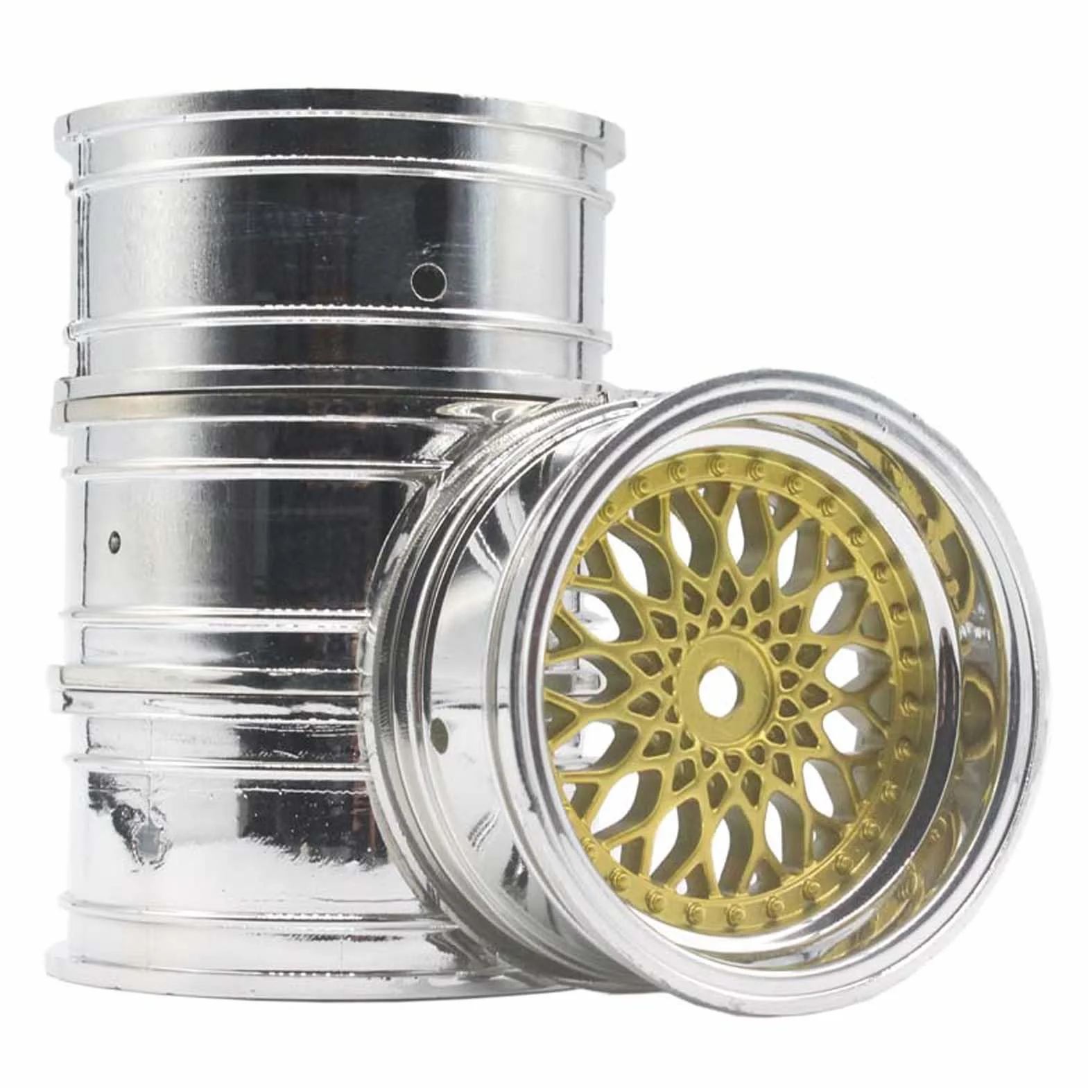 KEEDA RC Auto średnica 52 mm, felgi z tworzywa sztucznego, 12 mm, koła sześciokątne do 1/10, RC On Road Touring Racing Drift Car (głębokość osadzenia 6 mm, złote)