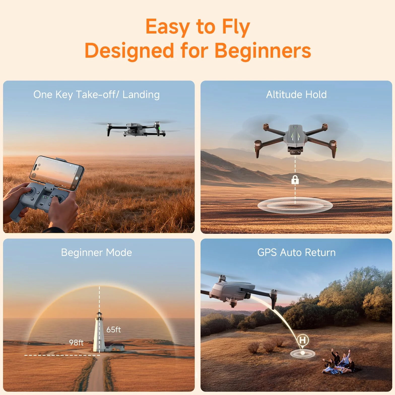 Ameta S20 Dron z Kamerą 4K Professional, Dron z GPS dla Dzieci i Dorosłych z Automatycznym Powrotem, 50 Minutowym Czasem Lotu, Trybem Inteligentnym, Sterowaniem Gestami, Wadze Poniżej 249g