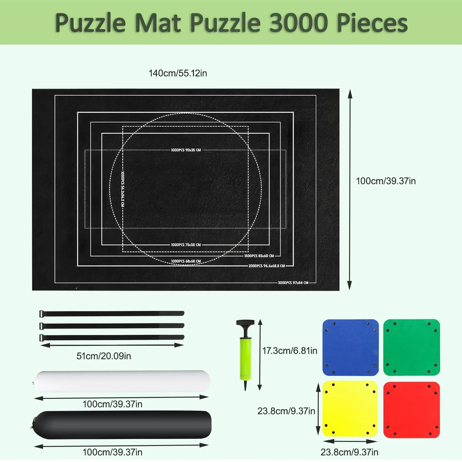 Maty Puzzle - Mata Puzzle 1000 1500 2000 3000 elementów, przenośna mata Puzzles, mata do przechowywania w rolce Puzzle Carpet, praktyczny dodatek do przechowywania puzzli