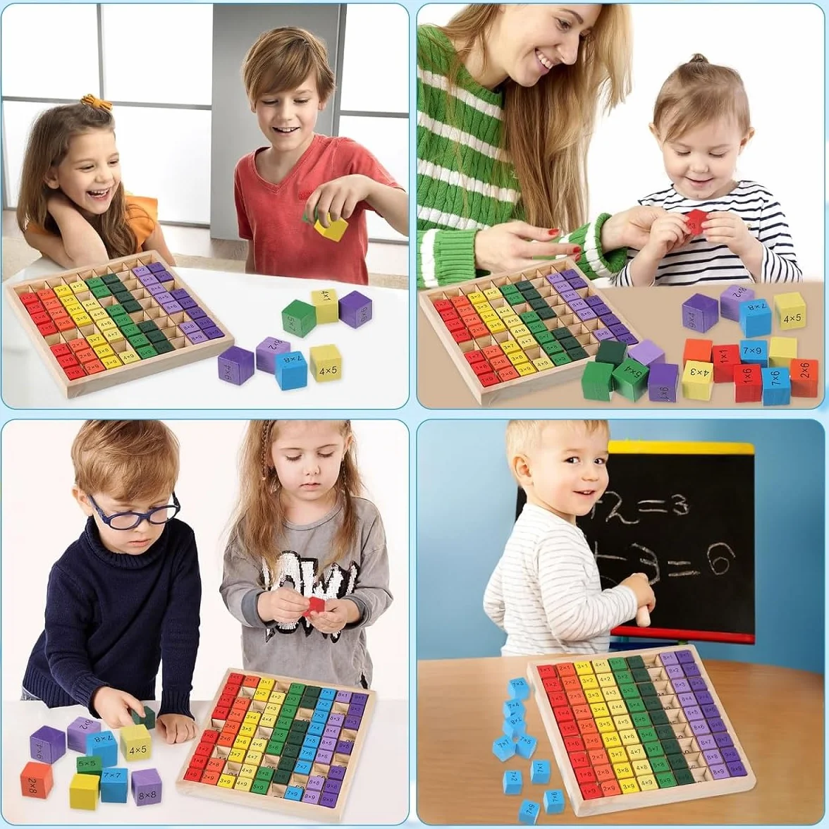Kiuiom Mnożenie Montessori Drewniany stół do tablic, stół mnożenia, matematyka edukacyjna Abakus prezent edukacyjny dla dzieci w wieku 3+ lat gry matematyczne