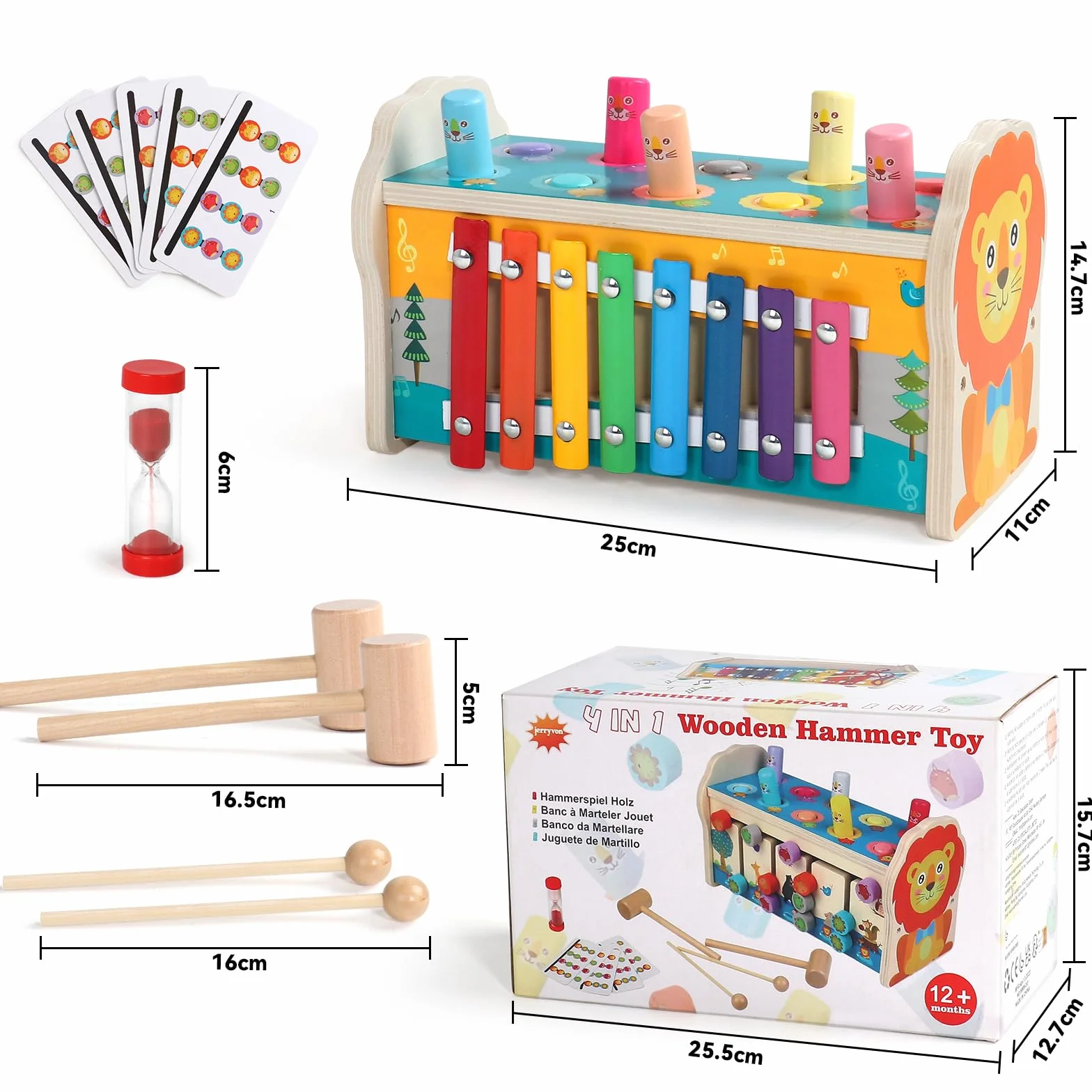 Montessori zabawka motoryczna 4w1 drewniana z ksylofonem labirynt dla dzieci od 1 roku prezent