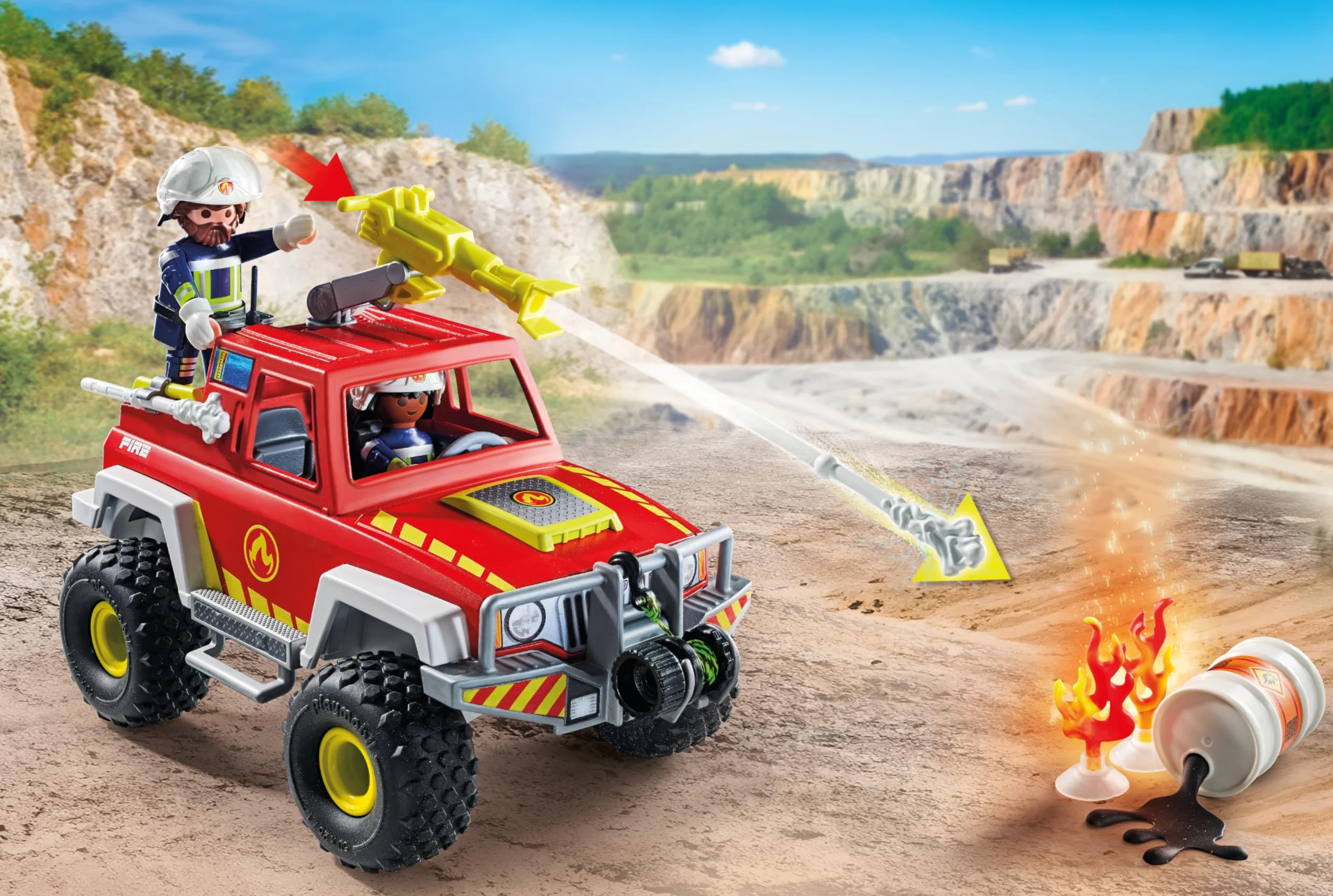 PLAYMOBIL | Action Heroes | Ciężarówka strażacka | Samochód strażacki | Auto zabawkowe | Zabawka dla dzieci od 4. roku życia | 71824
