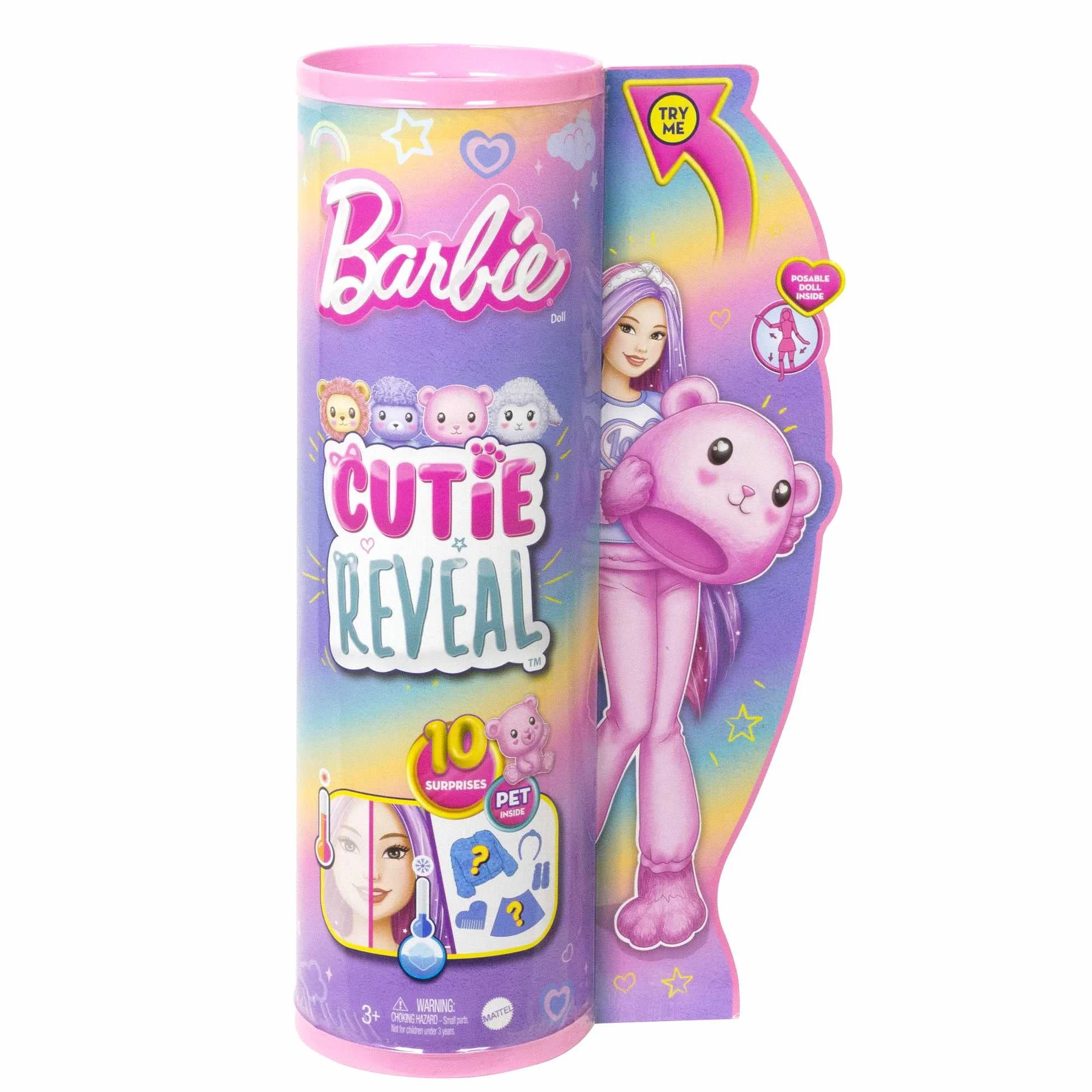 Barbie Cutie Reveal Miś Lalka Seria Słodkie stylizacje z 10 niespodziankami HKR04