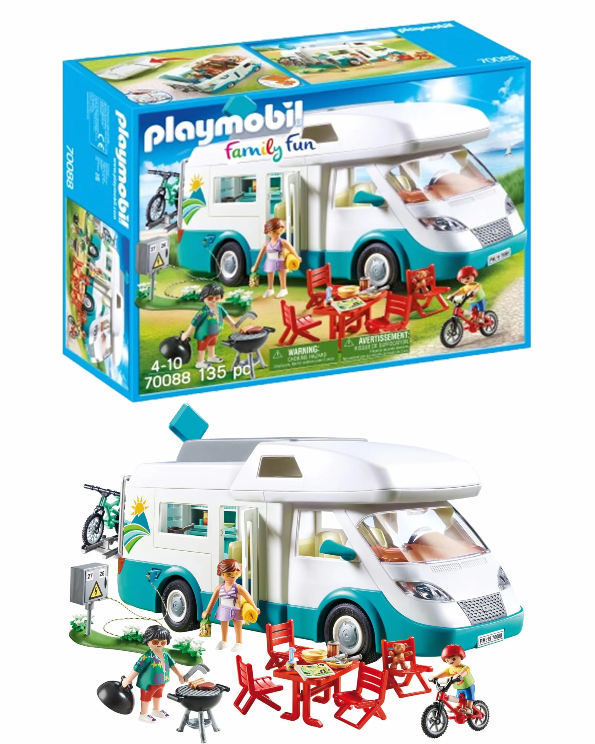 PLAYMOBIL Family Fun 70088 Rodzinne auto kempingowe, ze zdejmowanym dachem i wieloma dodatkami, od 4 lat