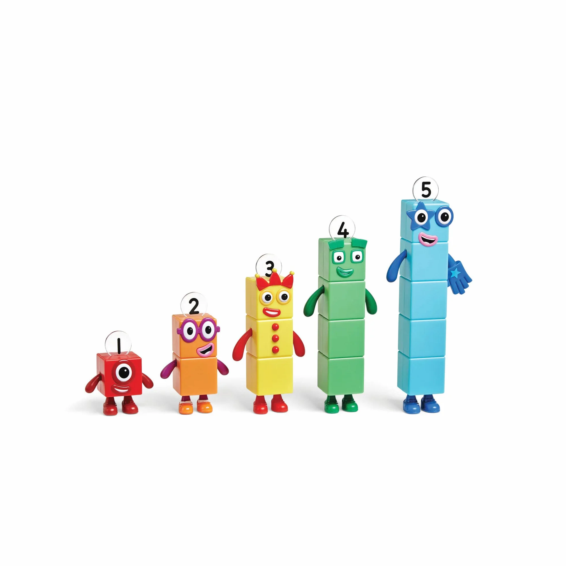 Przyjaciele Numberblocks 1 – 5 marki Learning Resources, Oficjalne zabawki kolekcjonerskie, Numberblocks Jeden, Dwa, Trzy, Cztery i Pięć w zestawie