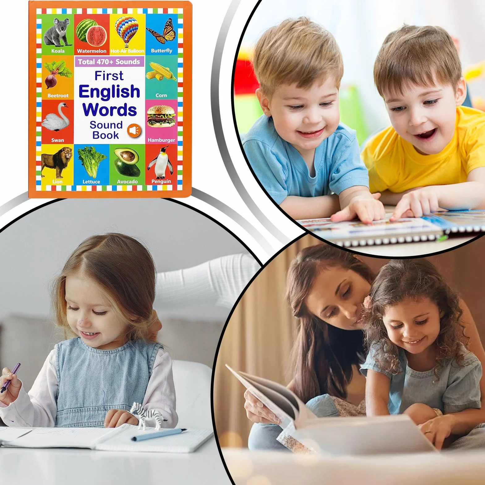 Książka dźwiękowa do nauki angielskich słów Vocabulary dla dzieci 2-6 lat