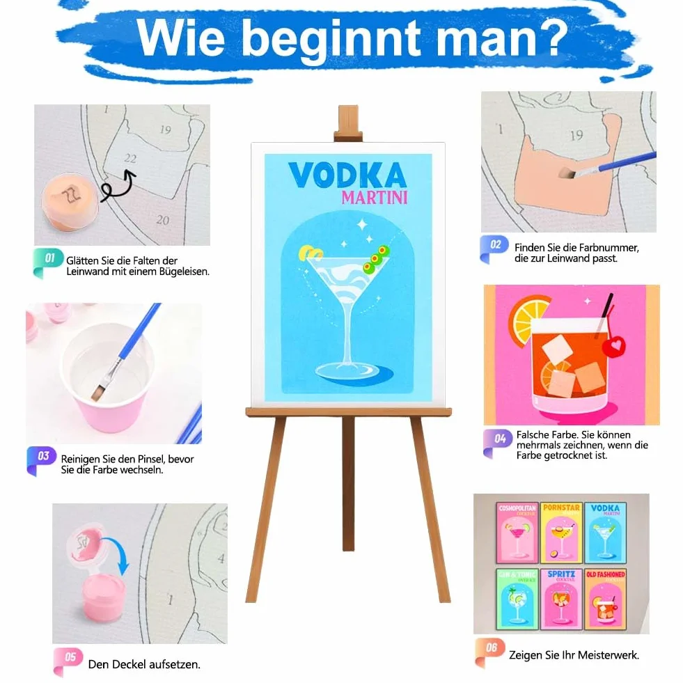 Zestaw do malowania według liczb 20x30 cm hawajski koktajl z pędzlami i farbami akrylowymi